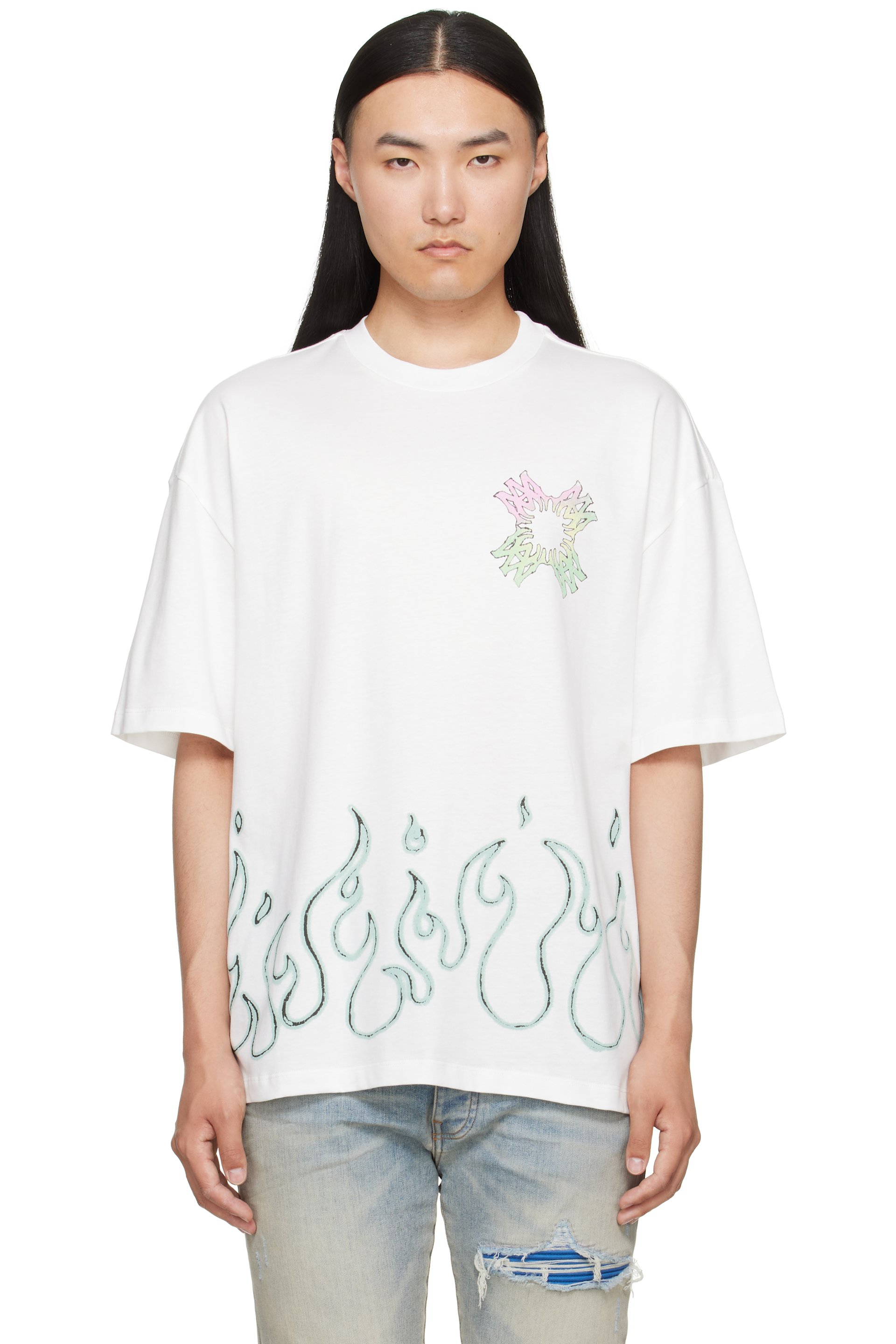 AMIRI - 白色 MA Quad Flames Oversized T 恤