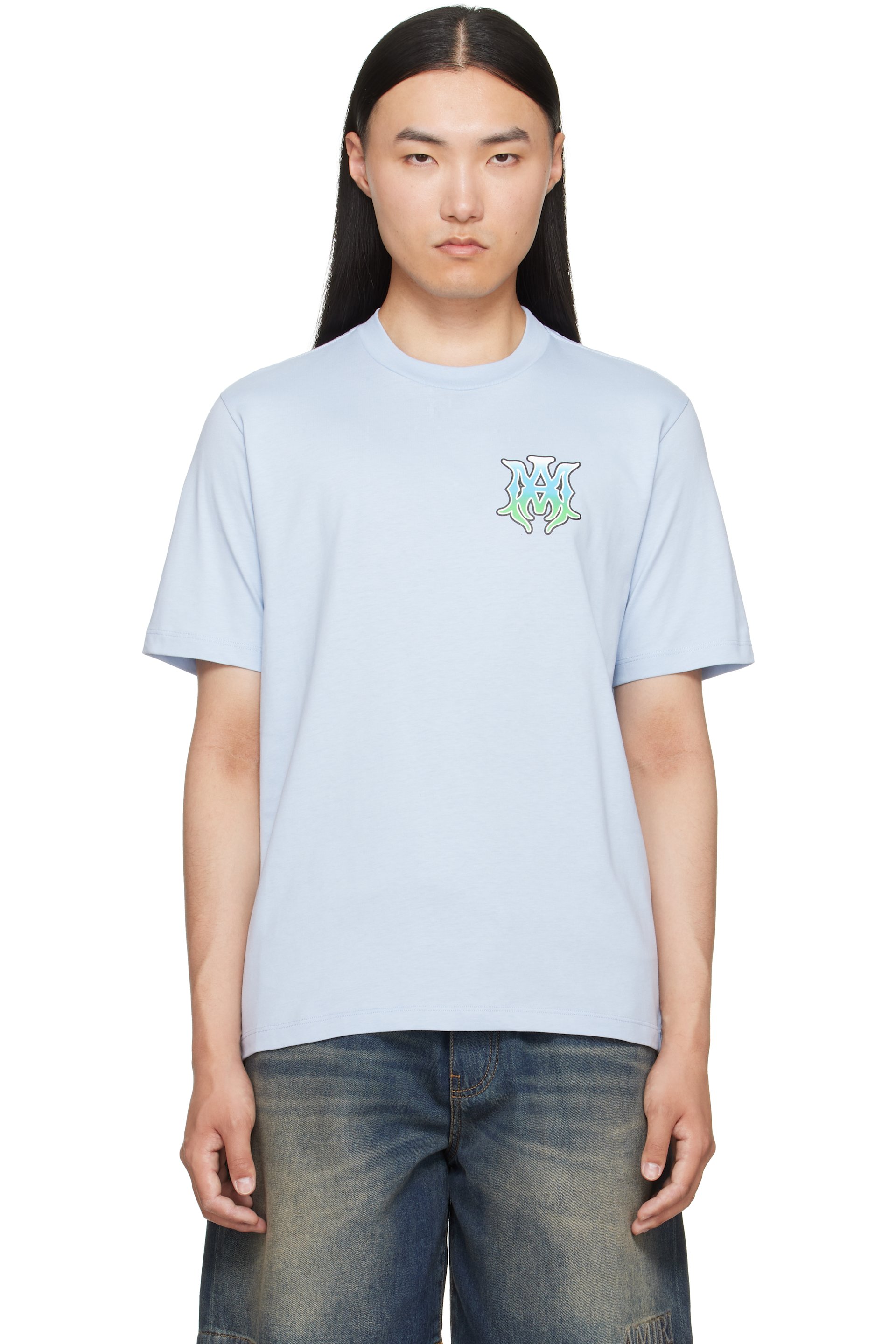 AMIRI - T-shirt bleu à monogramme