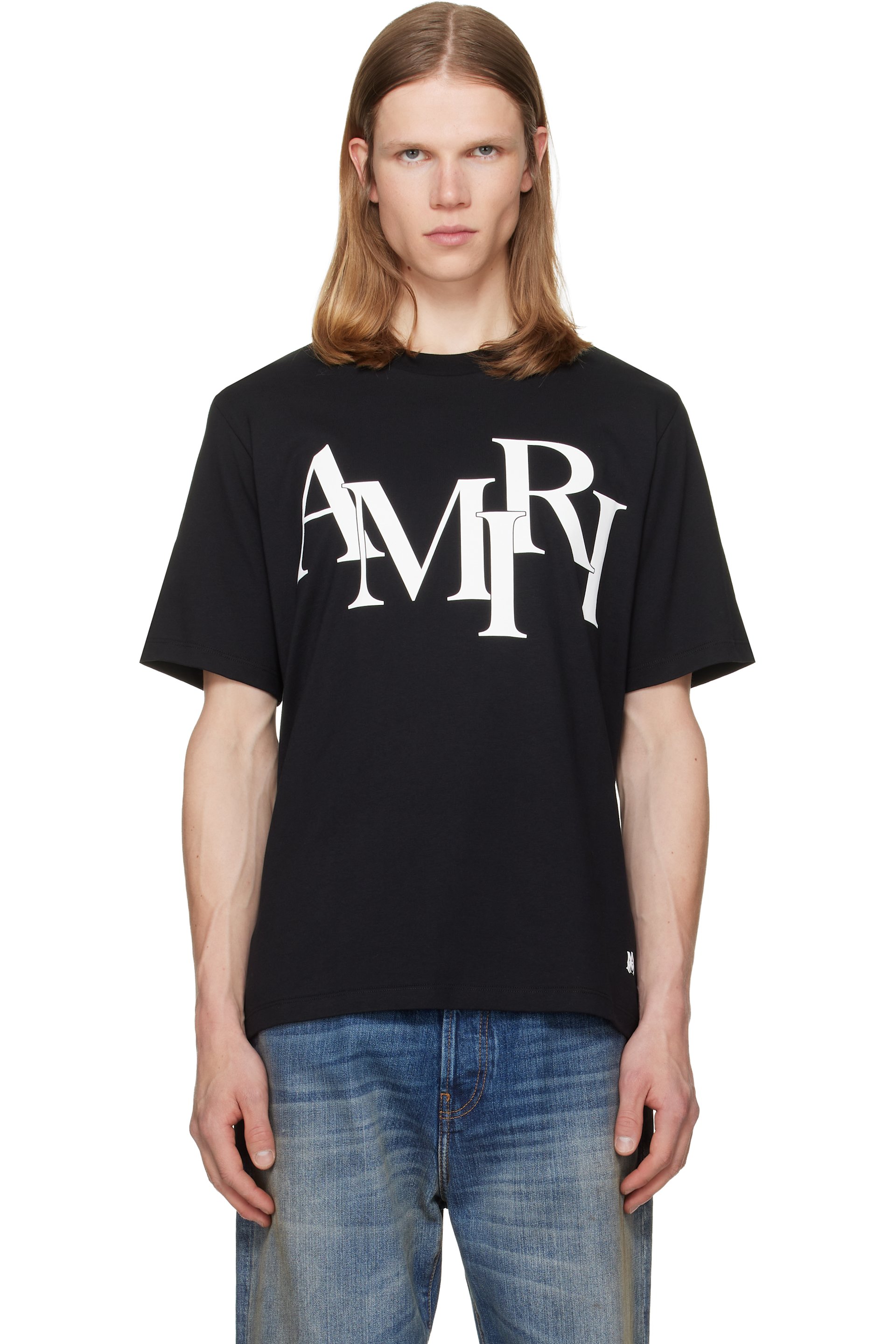 AMIRI - Black 'AMIRI Staggered Logo' T-shirt