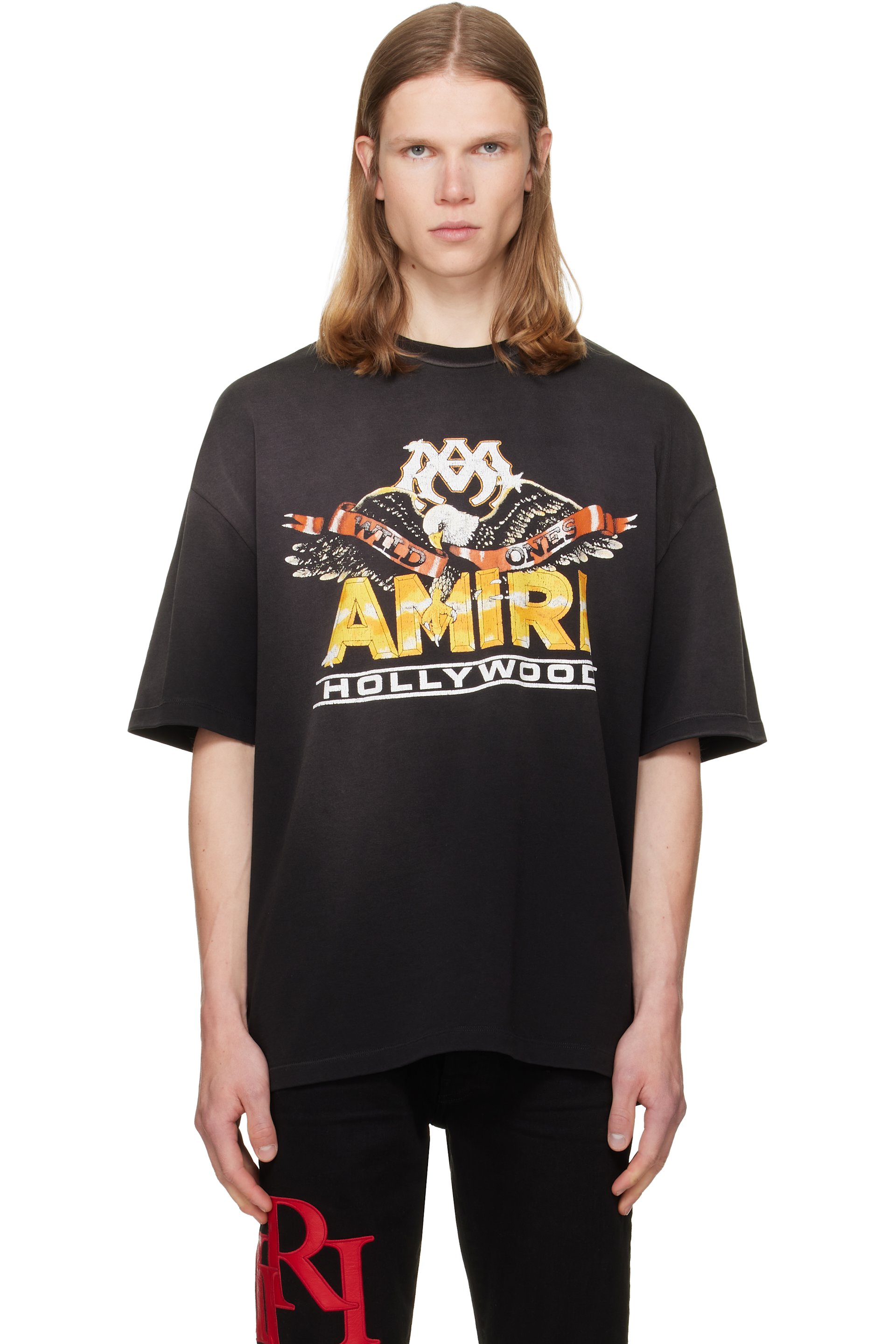 AMIRI - Black 'AMIRI Hollywood' Eagle Skate T-shirt
