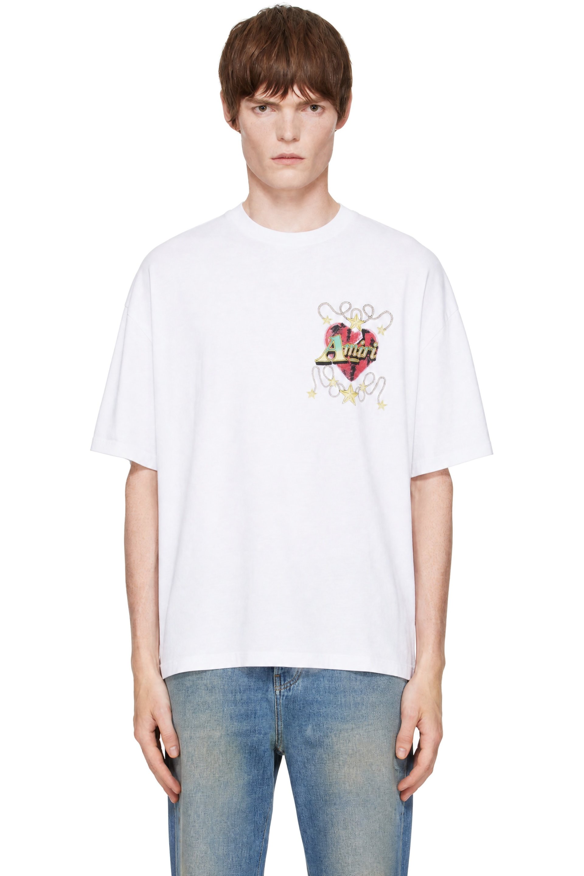 AMIRI - White 'AMIRI Heart' Oversized T-shirt