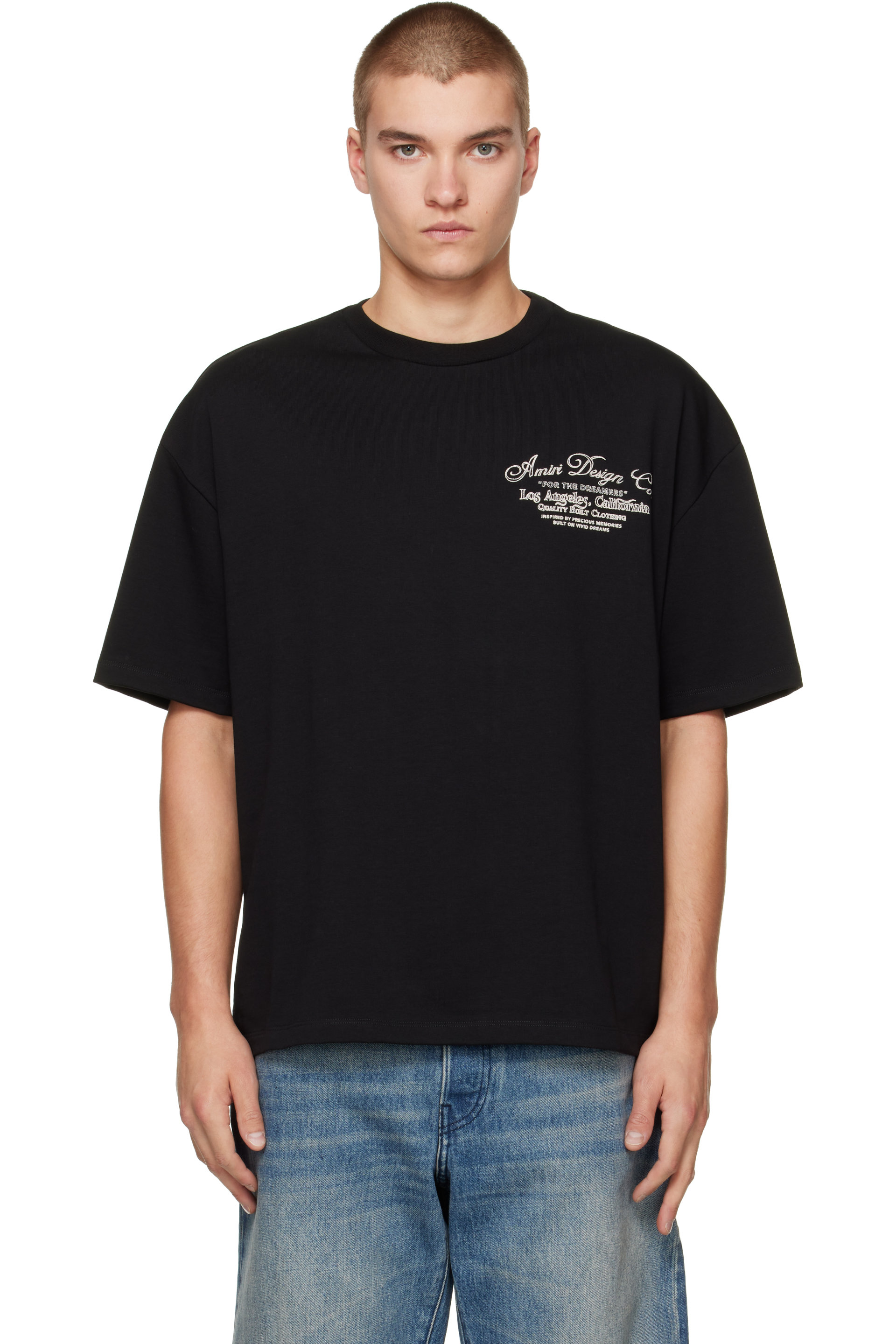 AMIRI - Black 'Dreamers' Chain Stitch Oversized T-shirt