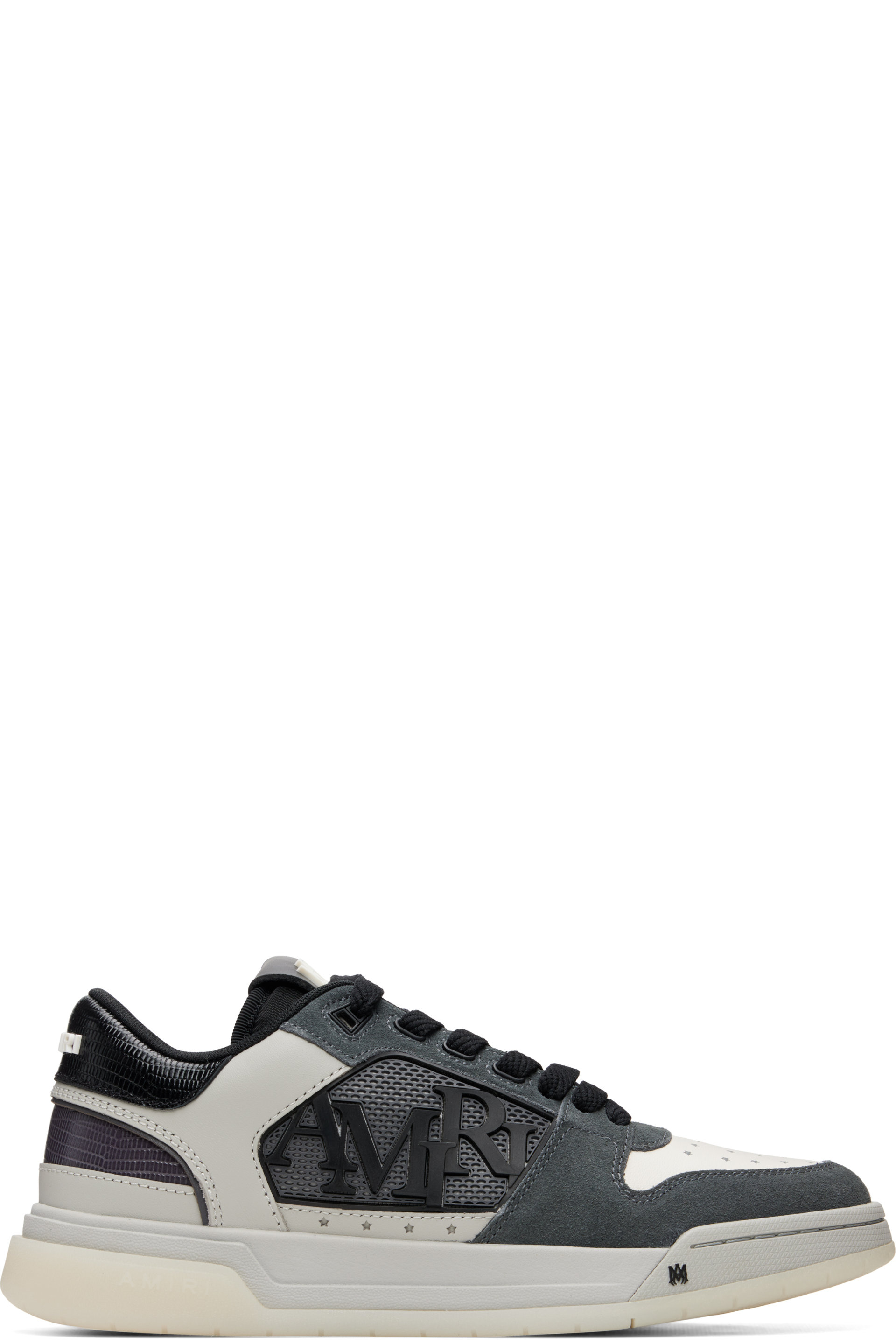 AMIRI - Gray & White Pebbled Classic Low Sneakers