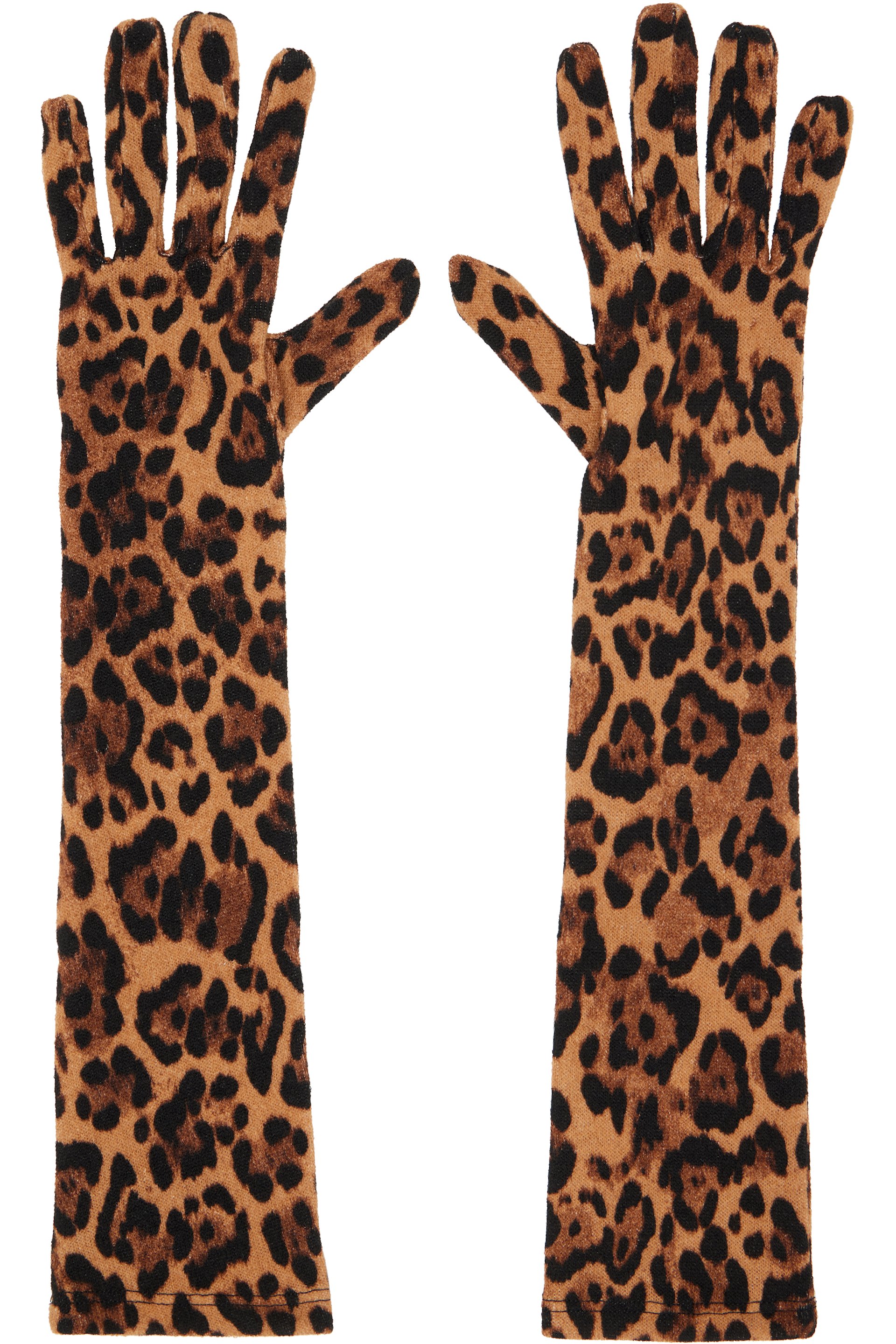 Anna Sui - Tan Leopard Knit Long Gloves