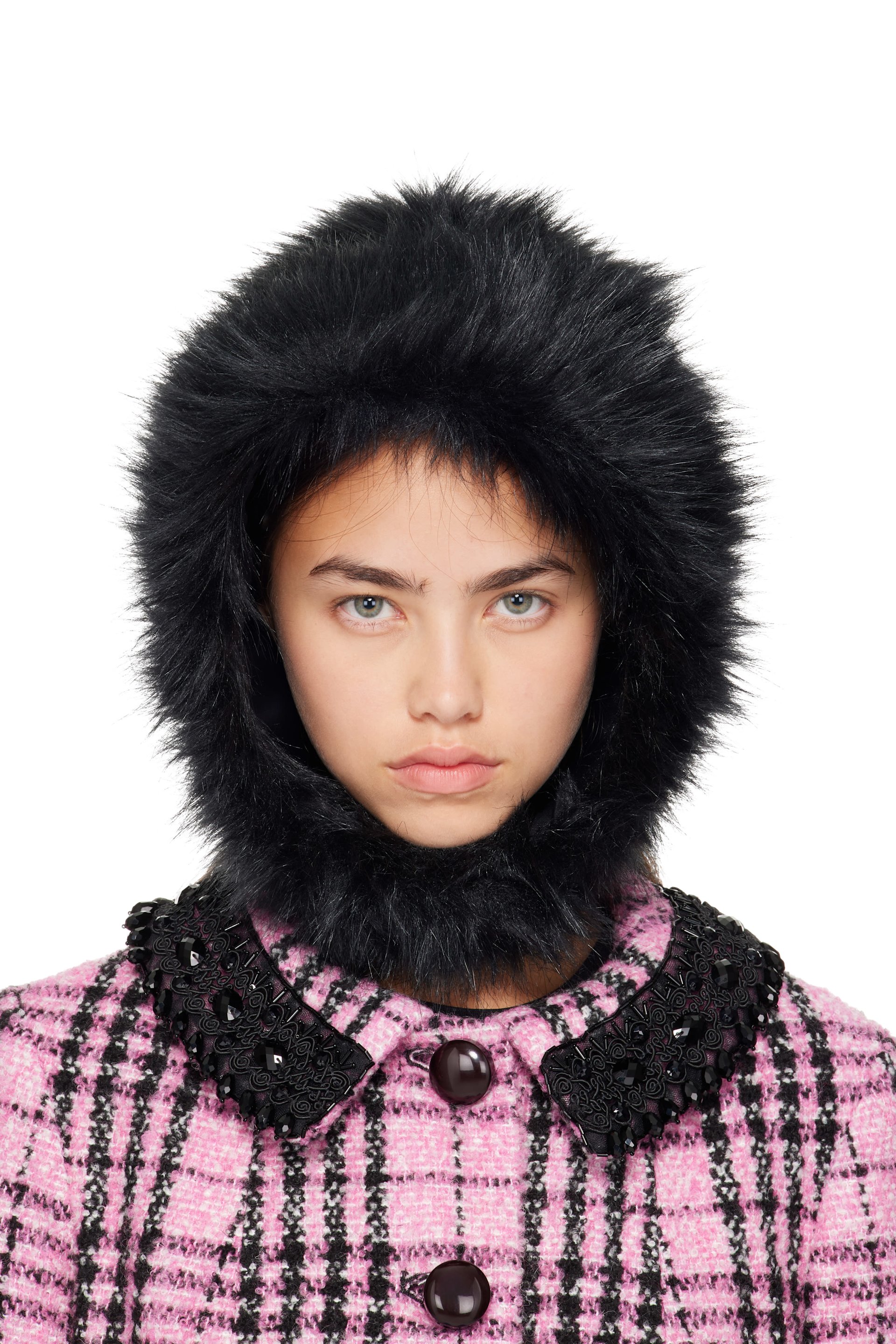 Anna Sui - Black Faux-Fur Bonnet