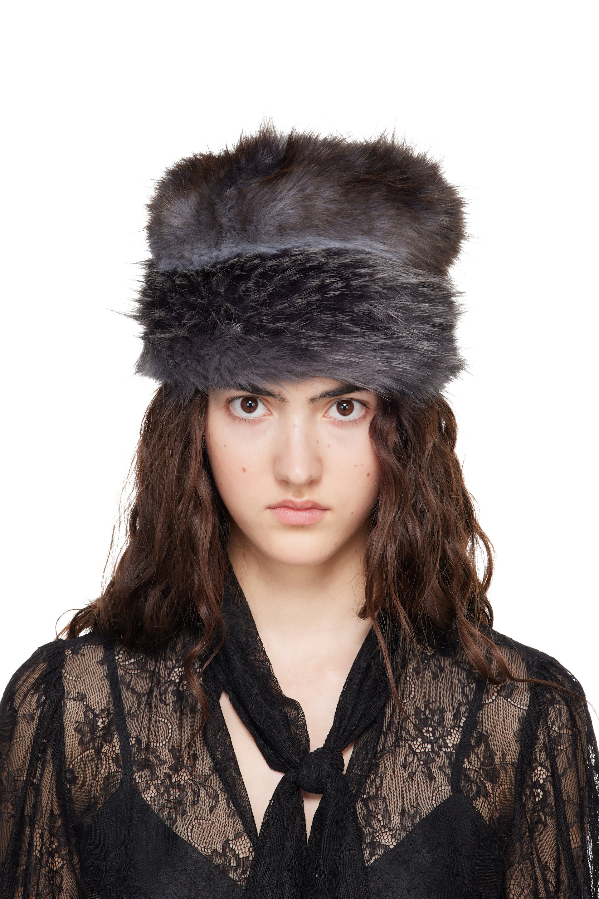 Anna Sui - Gray Faux Fur Hat