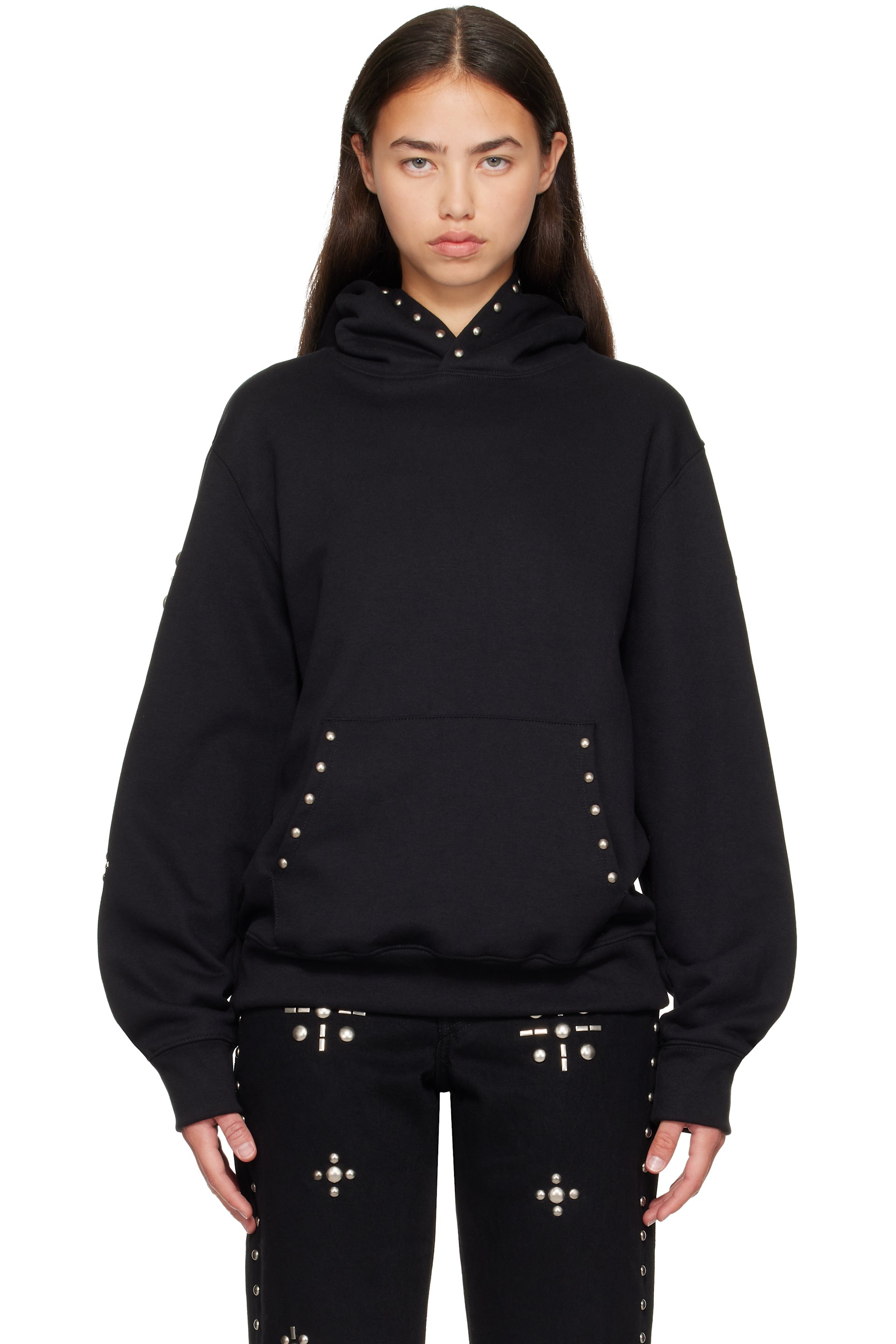 Anna Sui - Pull à capuche noir à clous