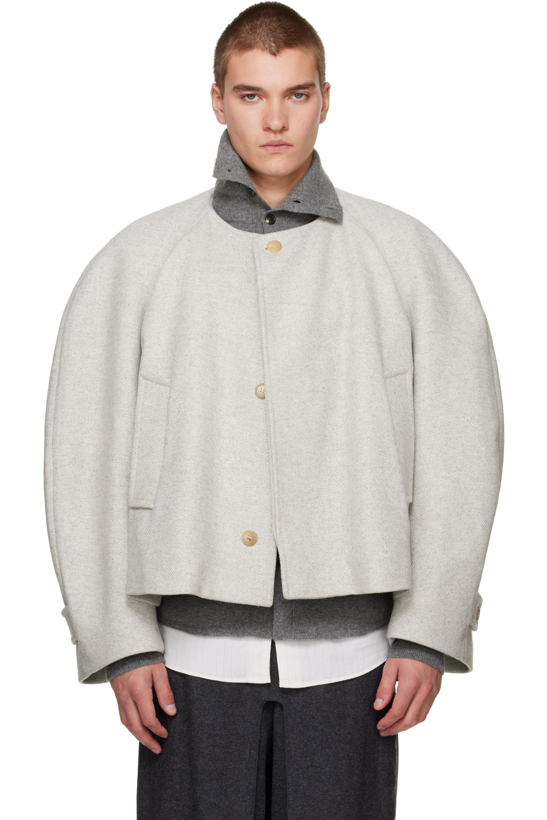 Hed Mayner - Gray Herringbone Coat