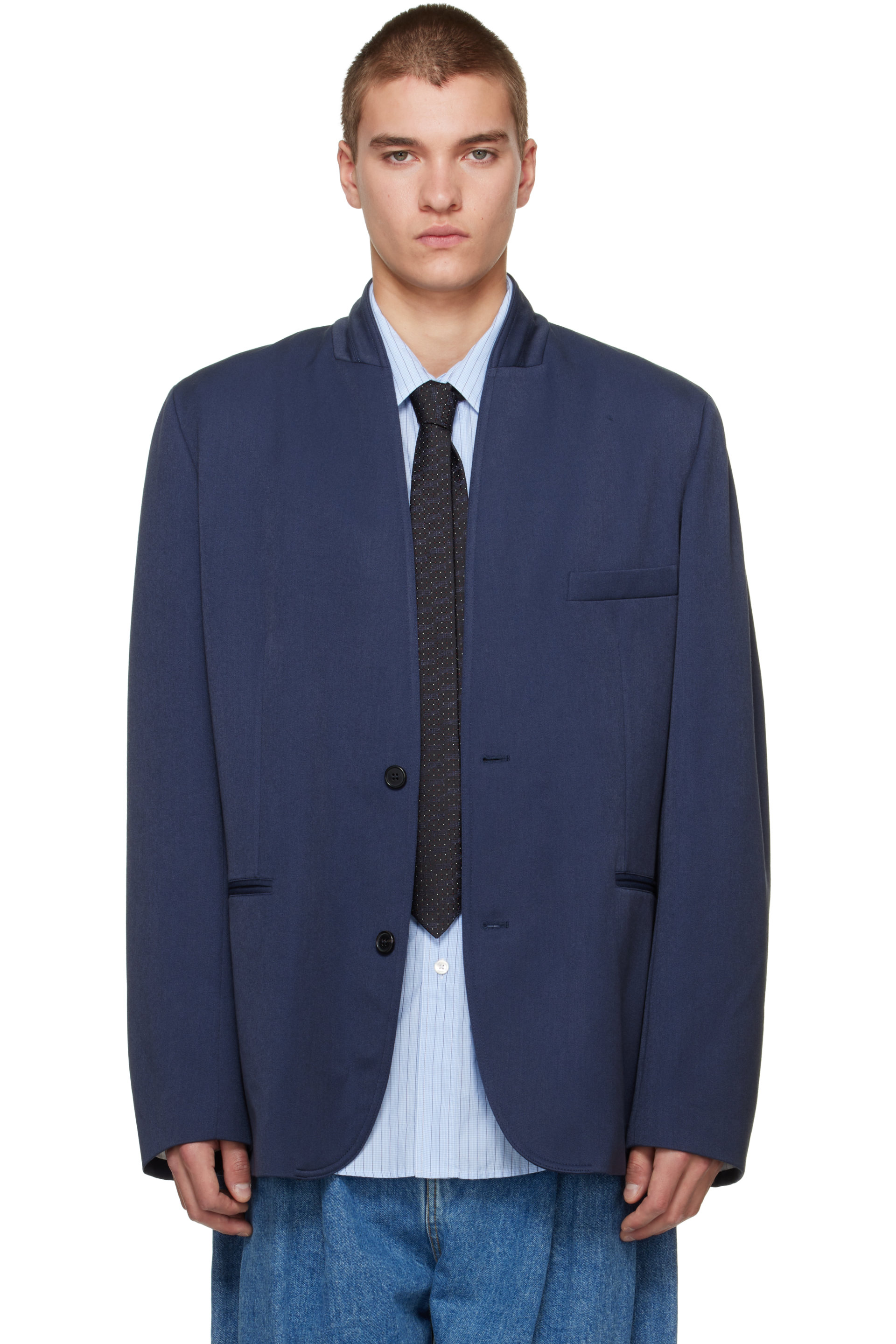 Hed Mayner - Navy Shawl Blazer