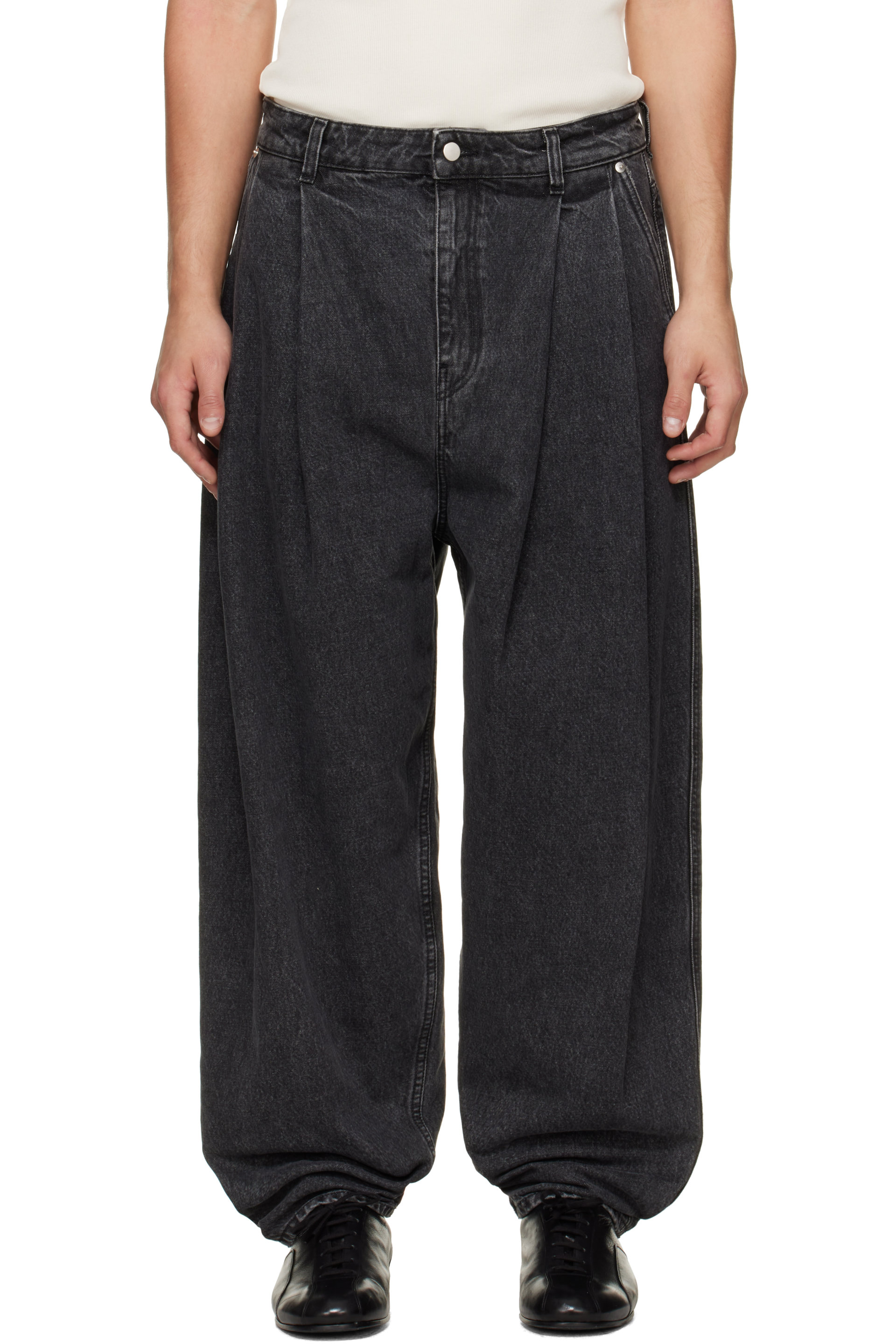 Hed Mayner - Gray Pleated Denim Jeans