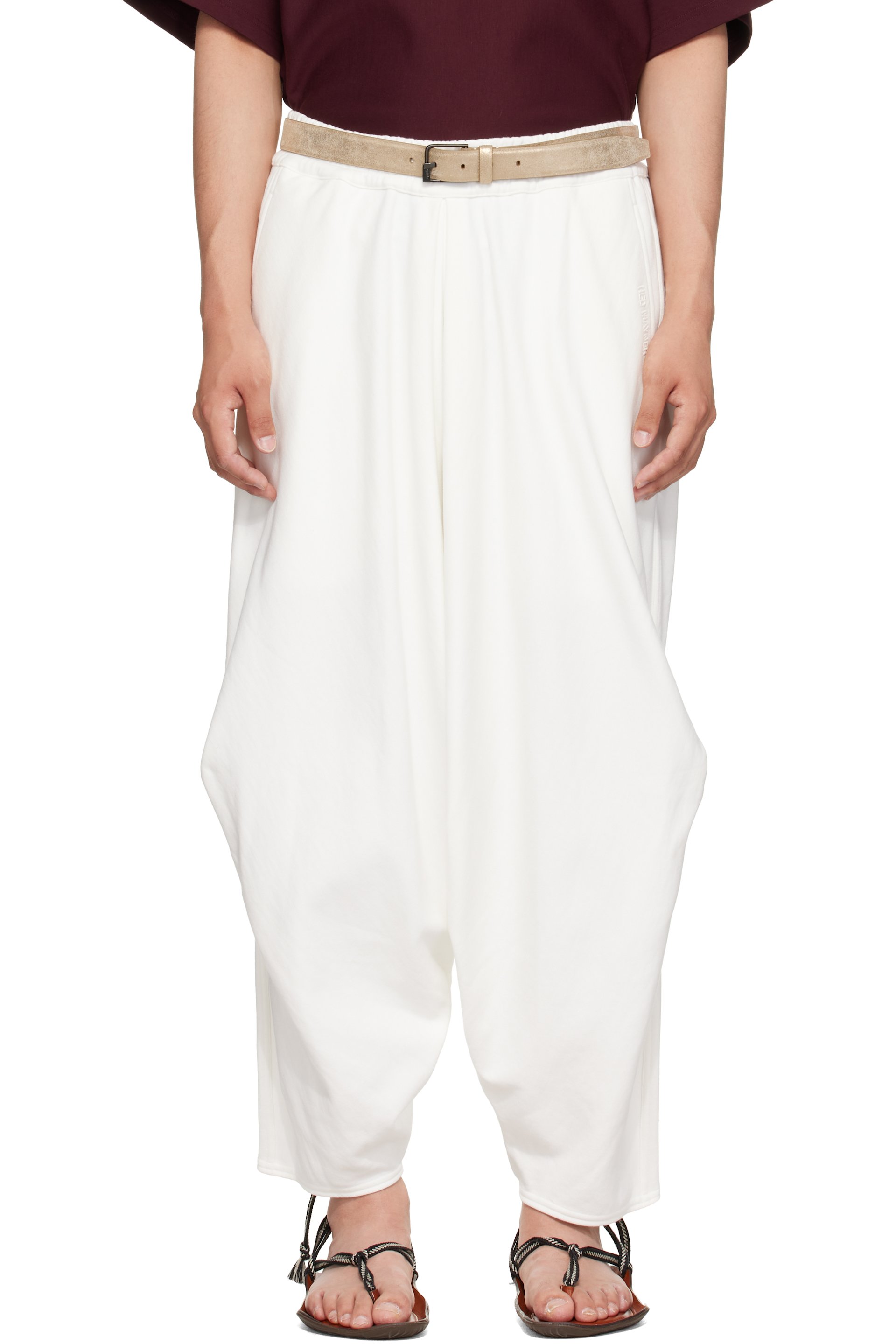 Hed Mayner - Off-White Embroidered Sweatpants