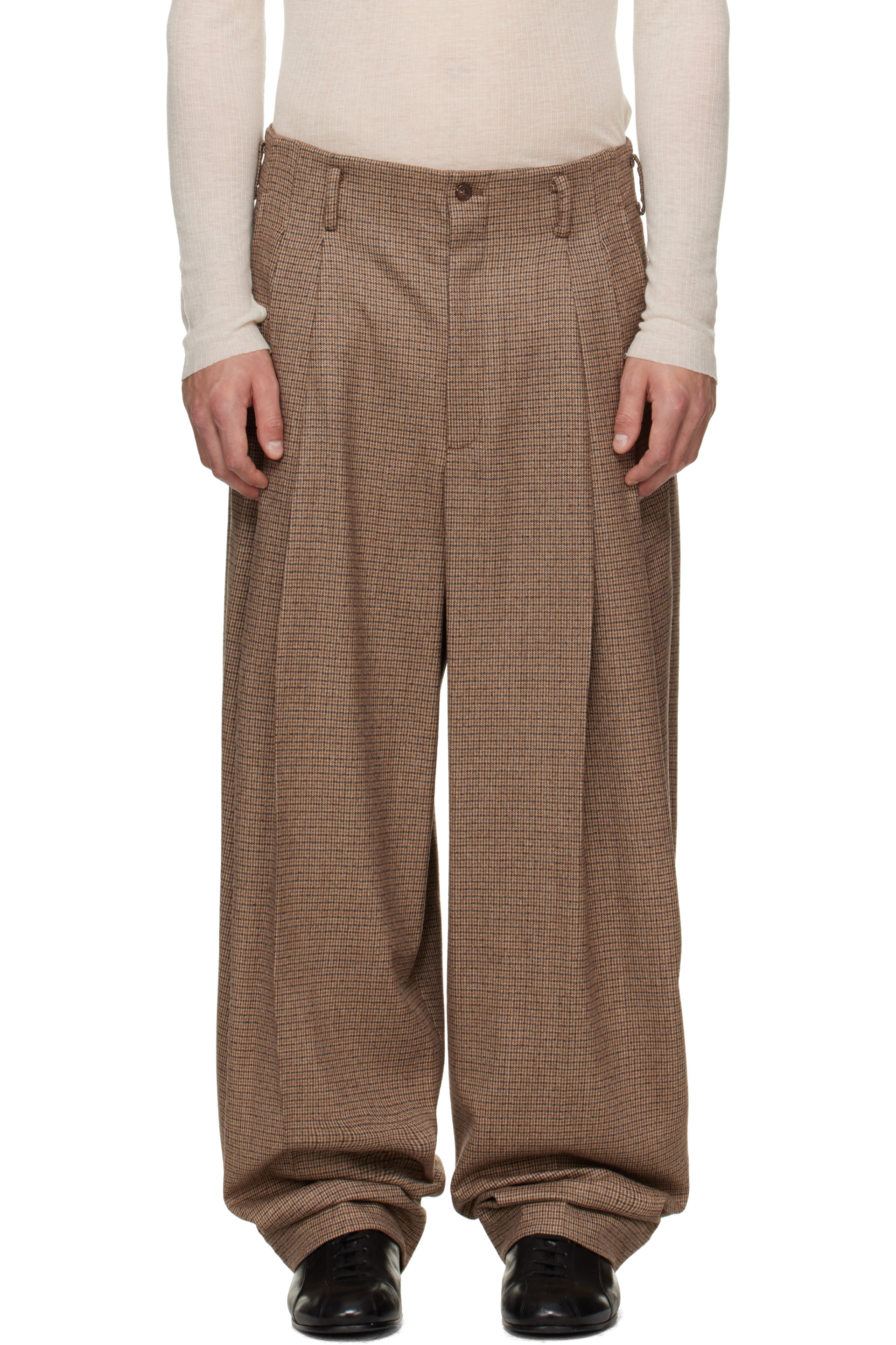 Hed Mayner - Brown Check Trousers