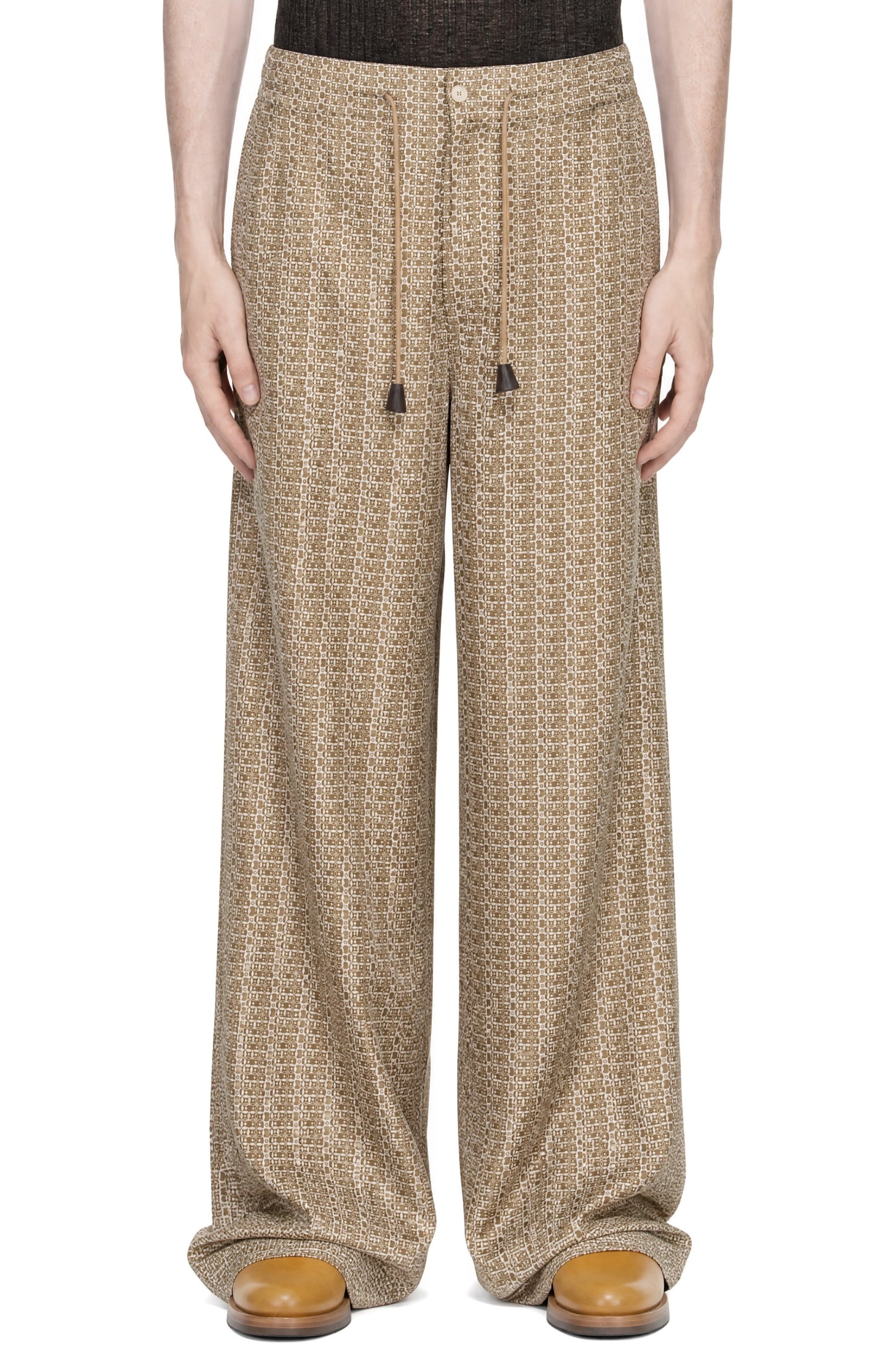 Hed Mayner - Green & Beige Print Flow Trousers