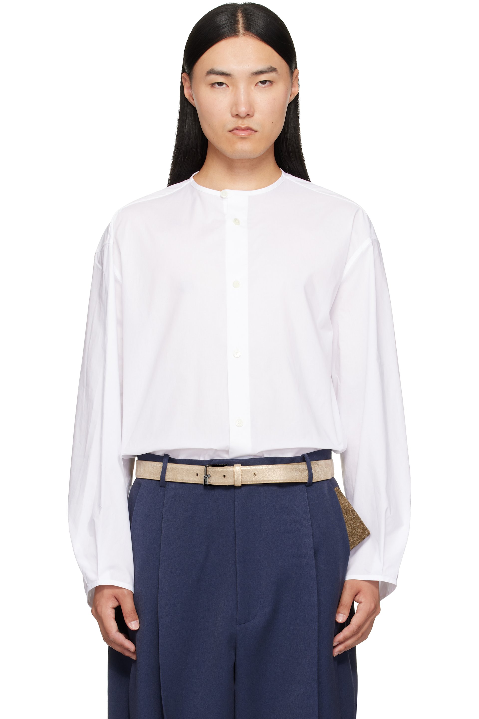 Hed Mayner - White Band Collar Shirt