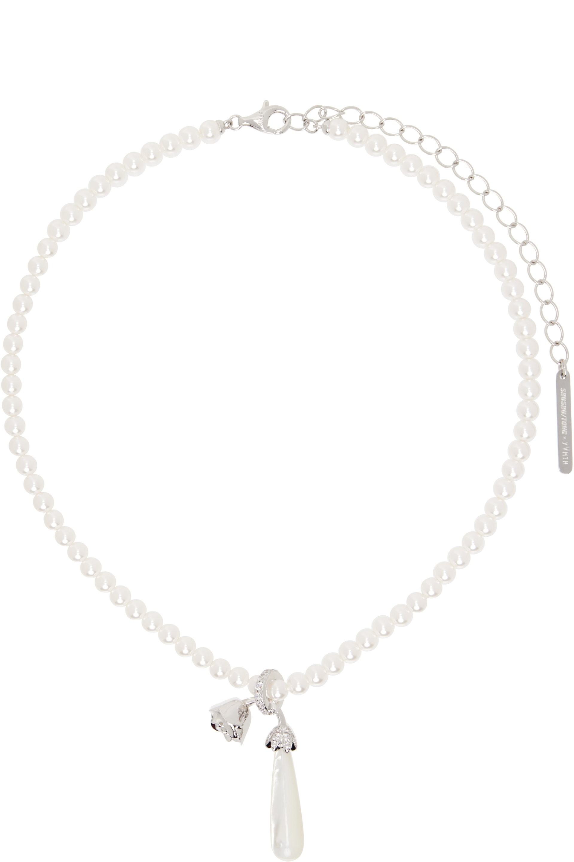 SHUSHU/TONG - YVMIN Edition Faux-Pearl Drop Sleeping Rose Necklace