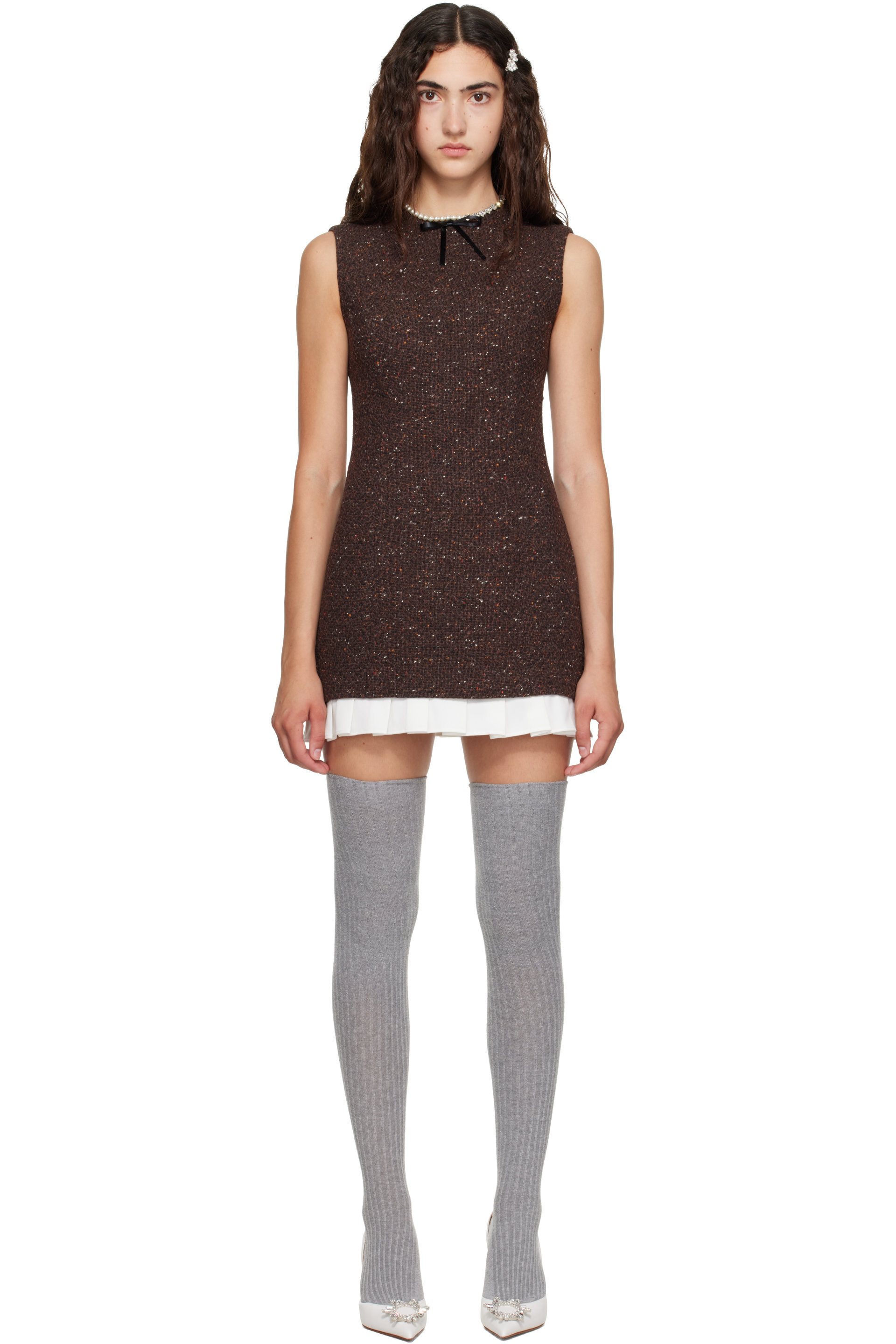 SHUSHU/TONG - Brown Sleeveless Slim-Fit Minidress