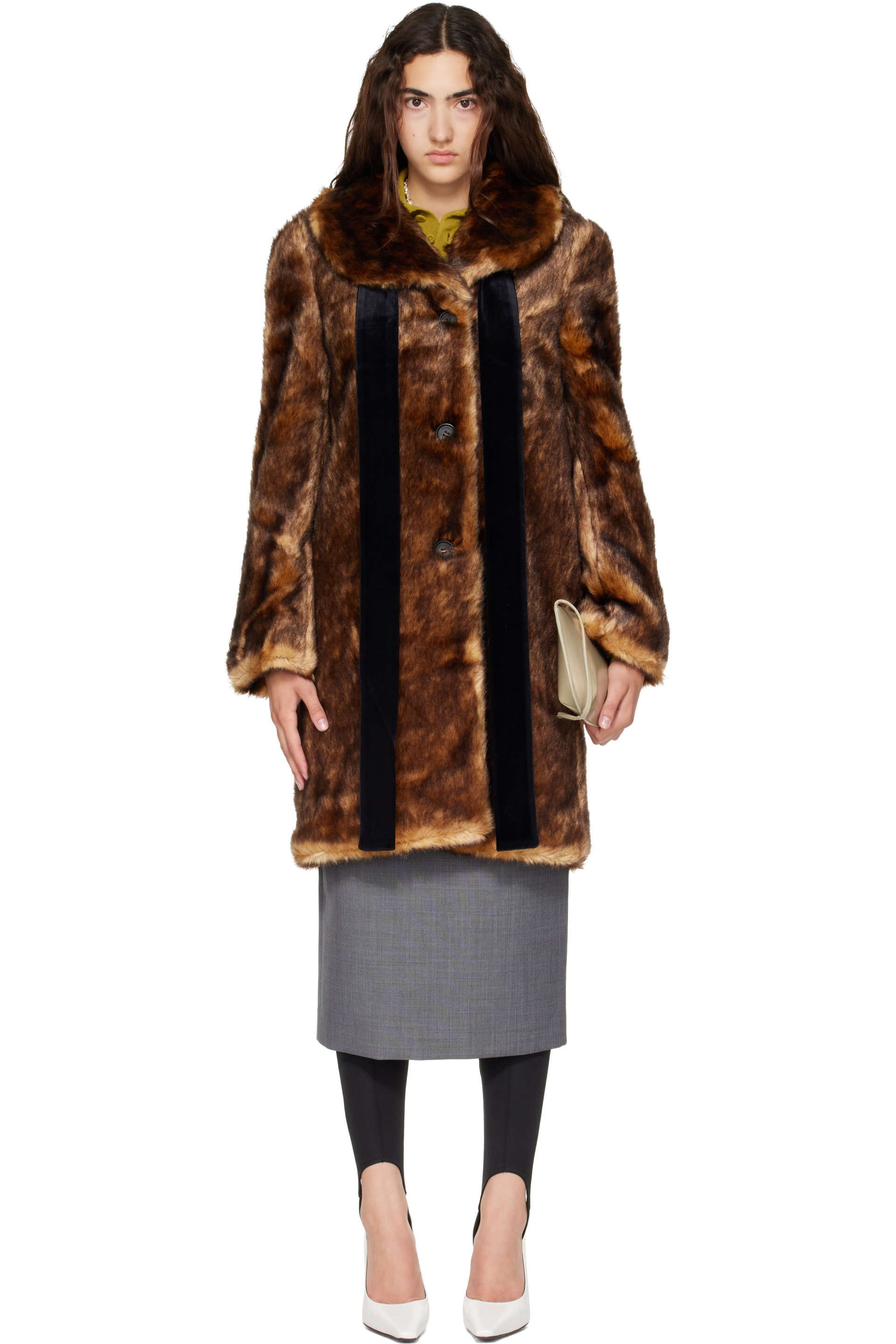 SHUSHU/TONG - Brown Faux-Fur Long Coat