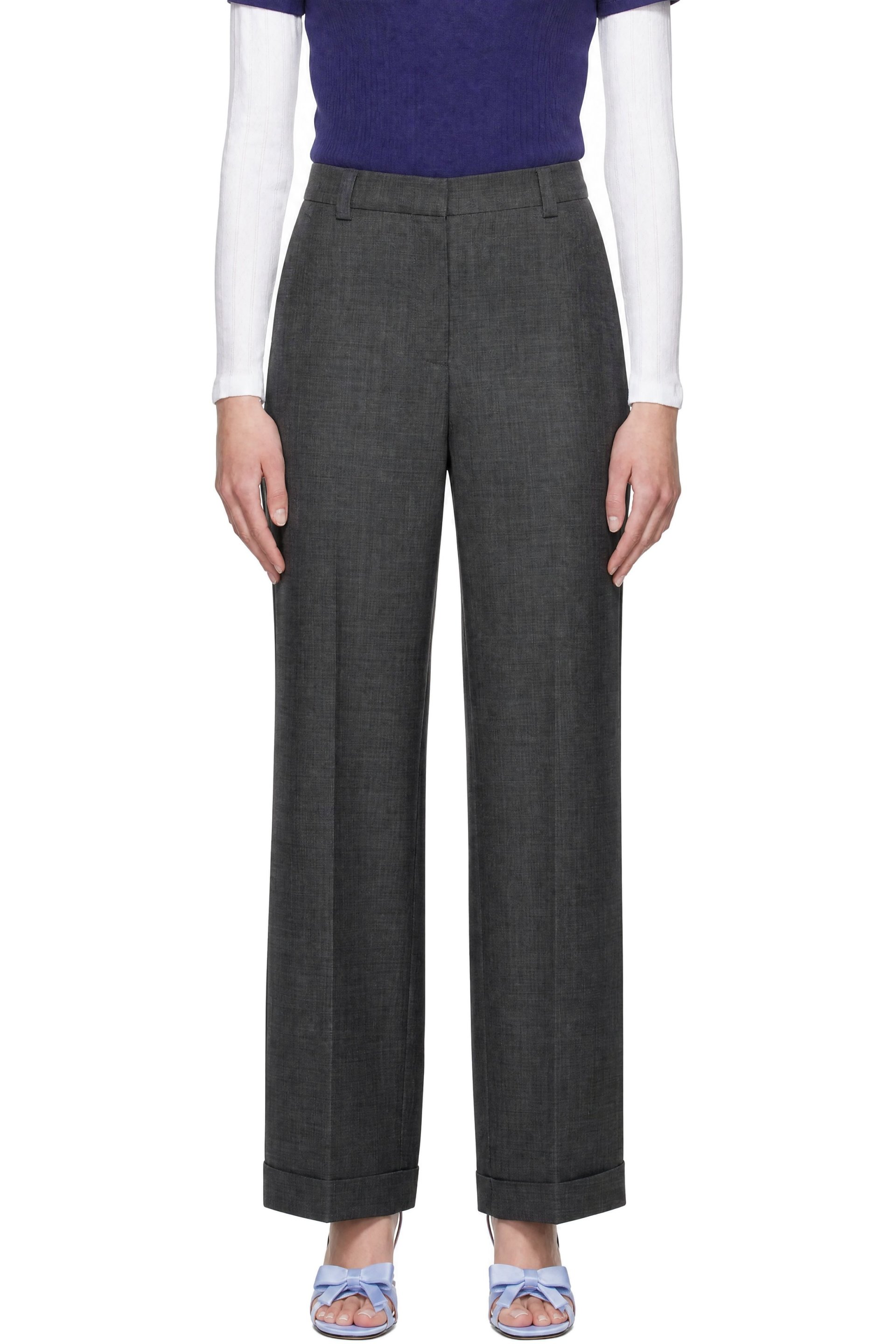 SHUSHU/TONG - Gray Straight Leg Wool Trousers