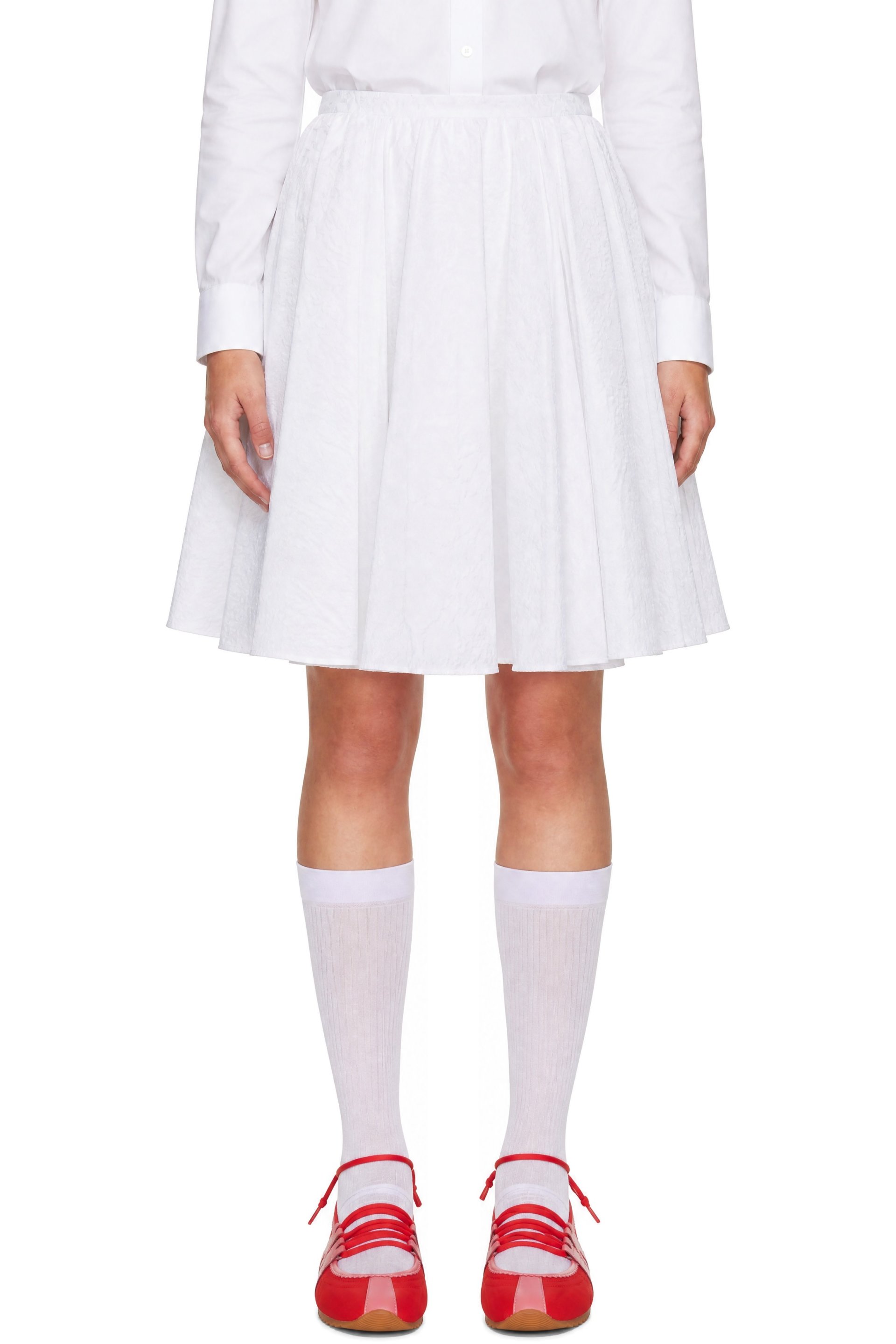 SHUSHU/TONG - White Pleated Midi Skirt