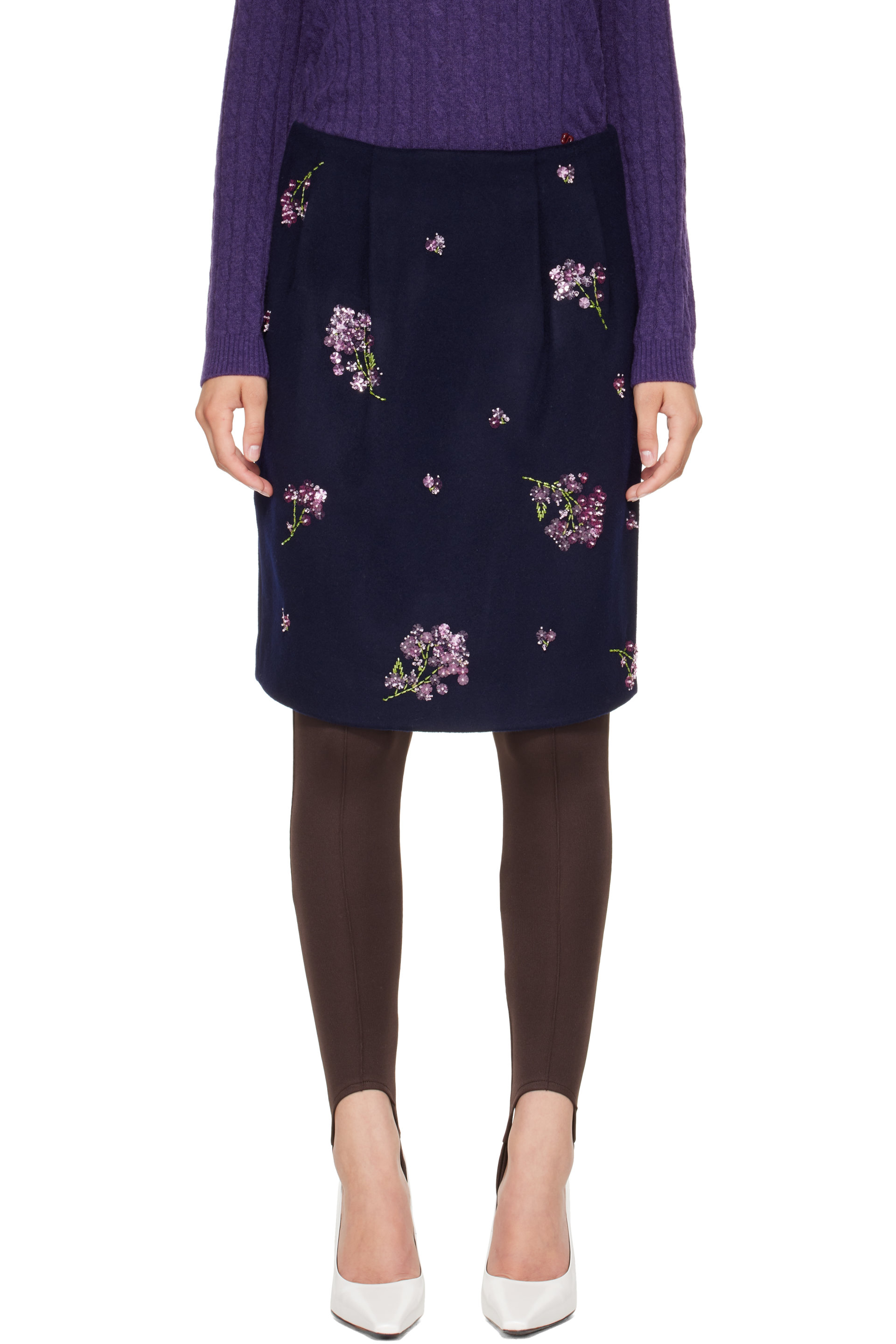 SHUSHU/TONG - Navy Straight Midi Skirt