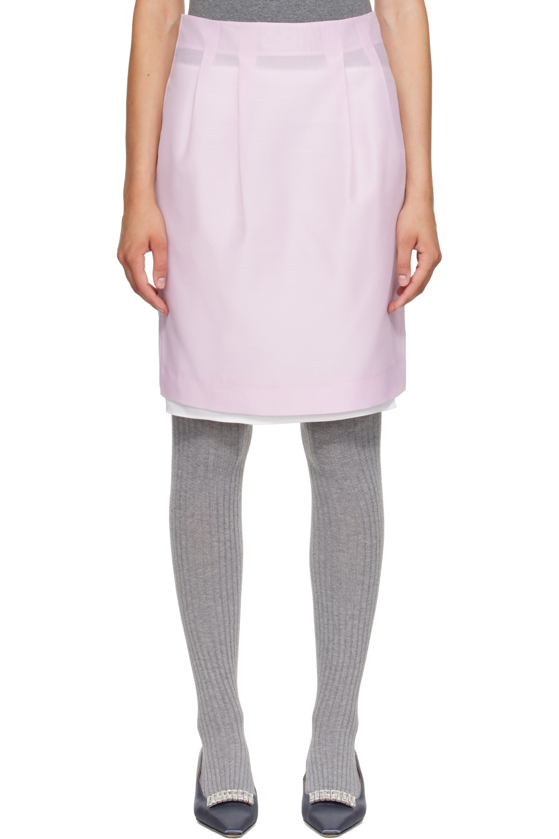 SHUSHU/TONG - Pink Short Straight Midi Skirt