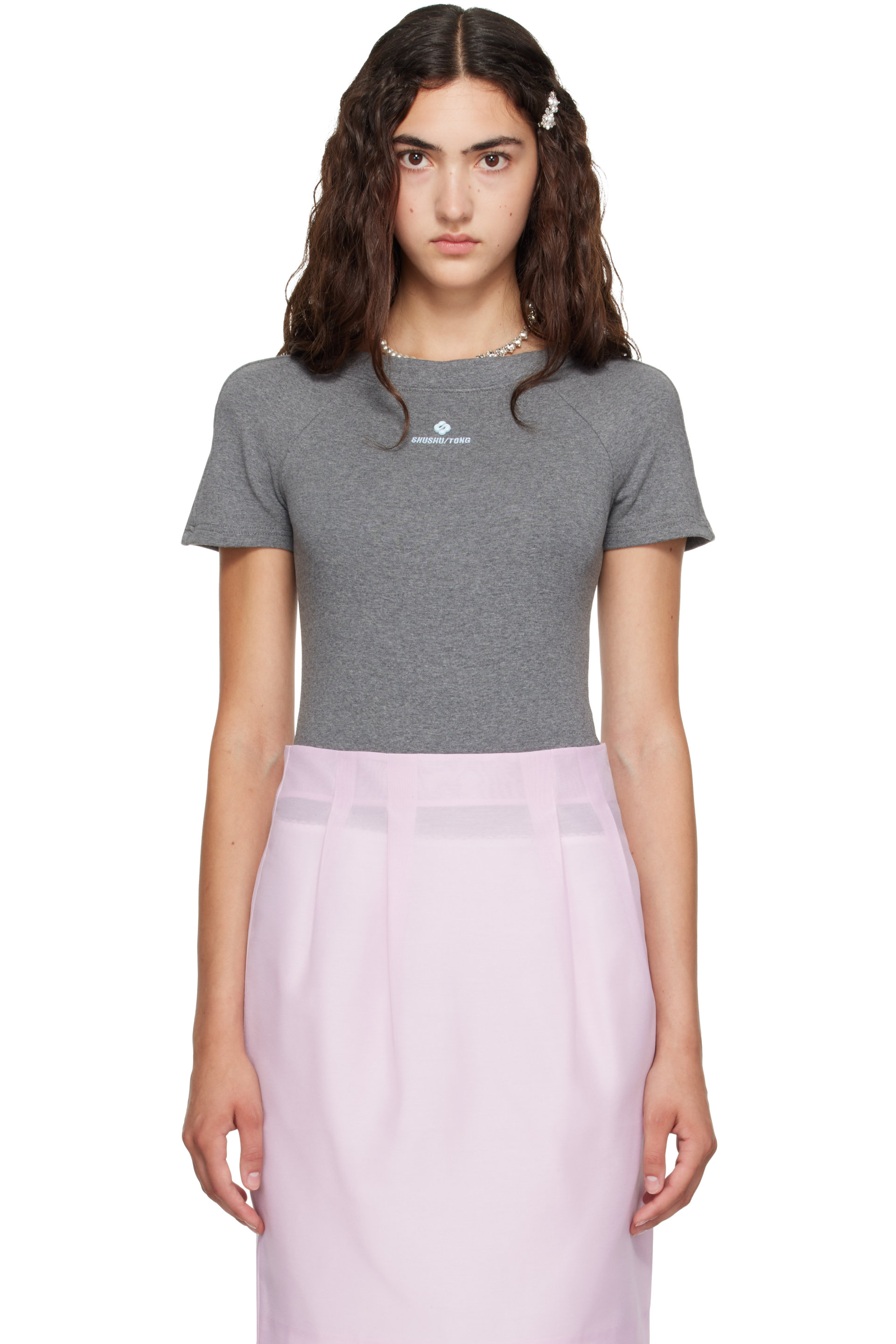 SHUSHU/TONG - Gray Short Sleeve Bodysuit
