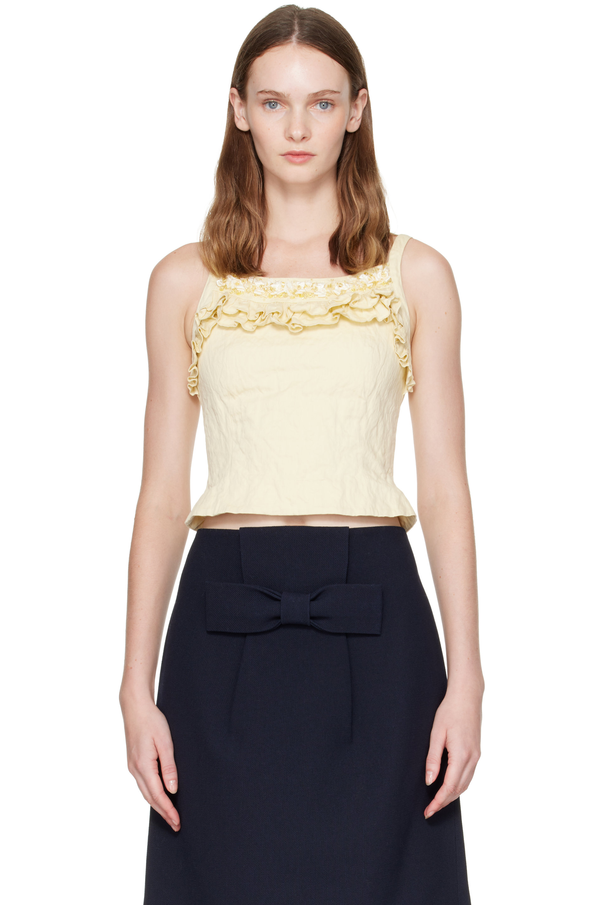 SHUSHU/TONG - Yellow Lace Trim Camisole