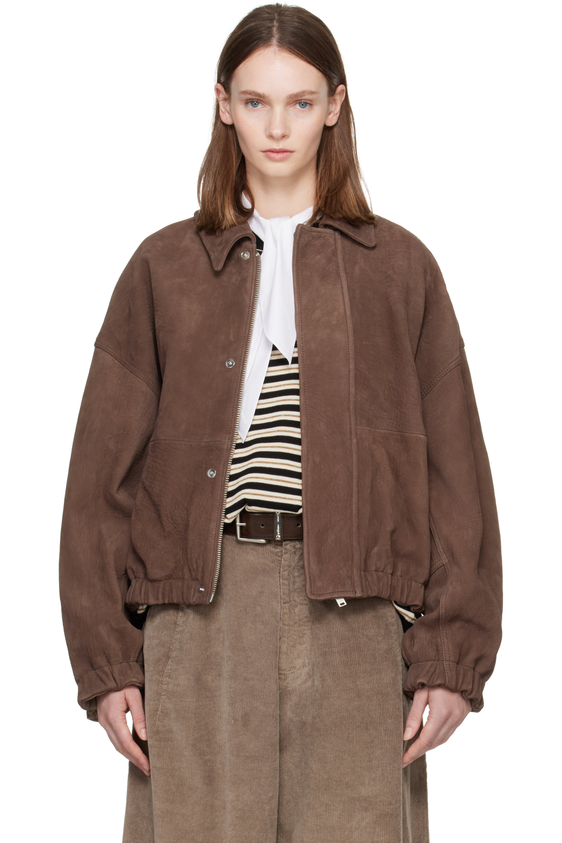 Cordera - Brown Nobuck Leather Bomber Jacket
