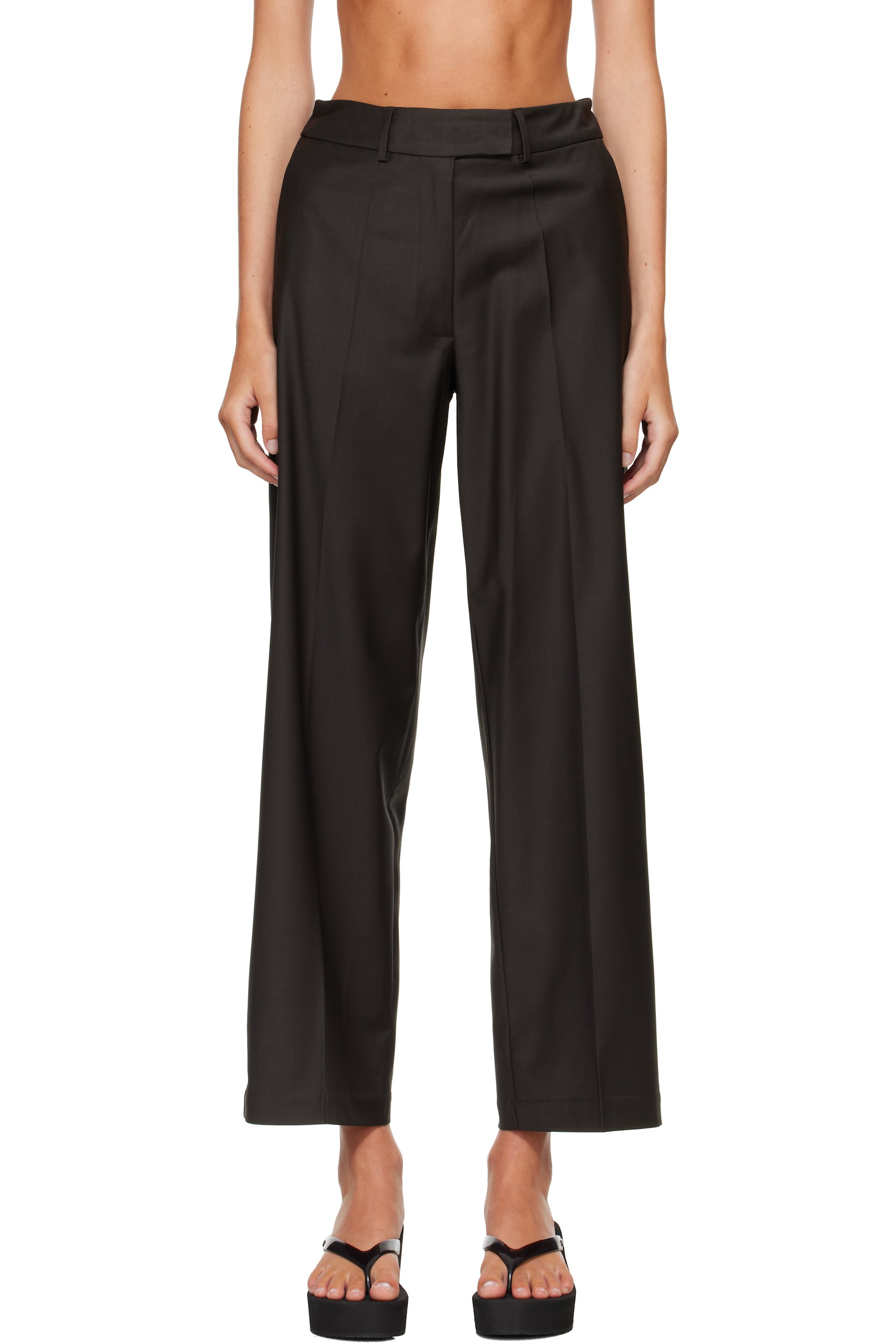 Cordera - Brown Low Rise Virgin Wool Trousers