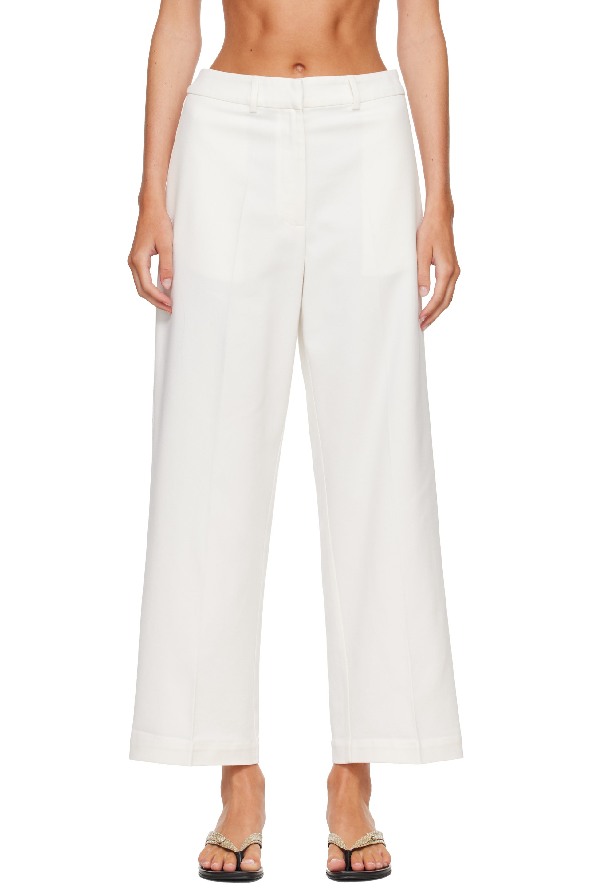 Cordera - White Soft Cotton Straight Trousers