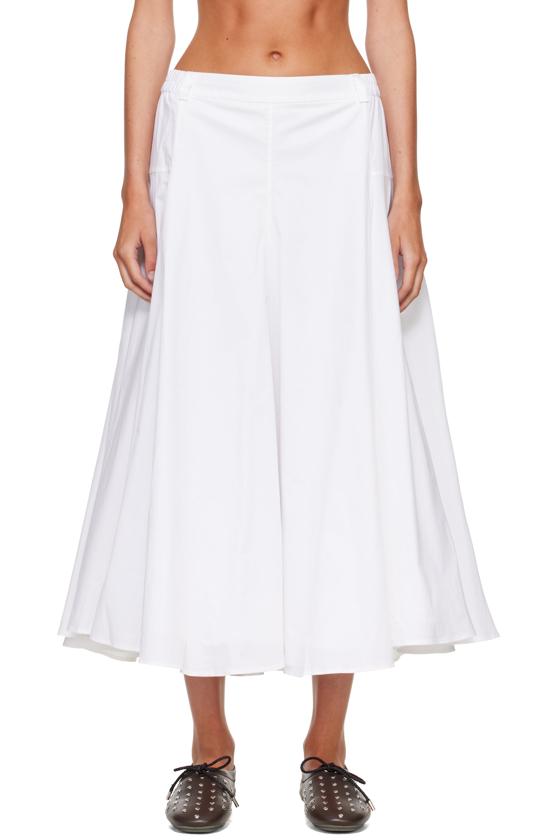 Cordera - White Cotton Voluminous Midi Skirt