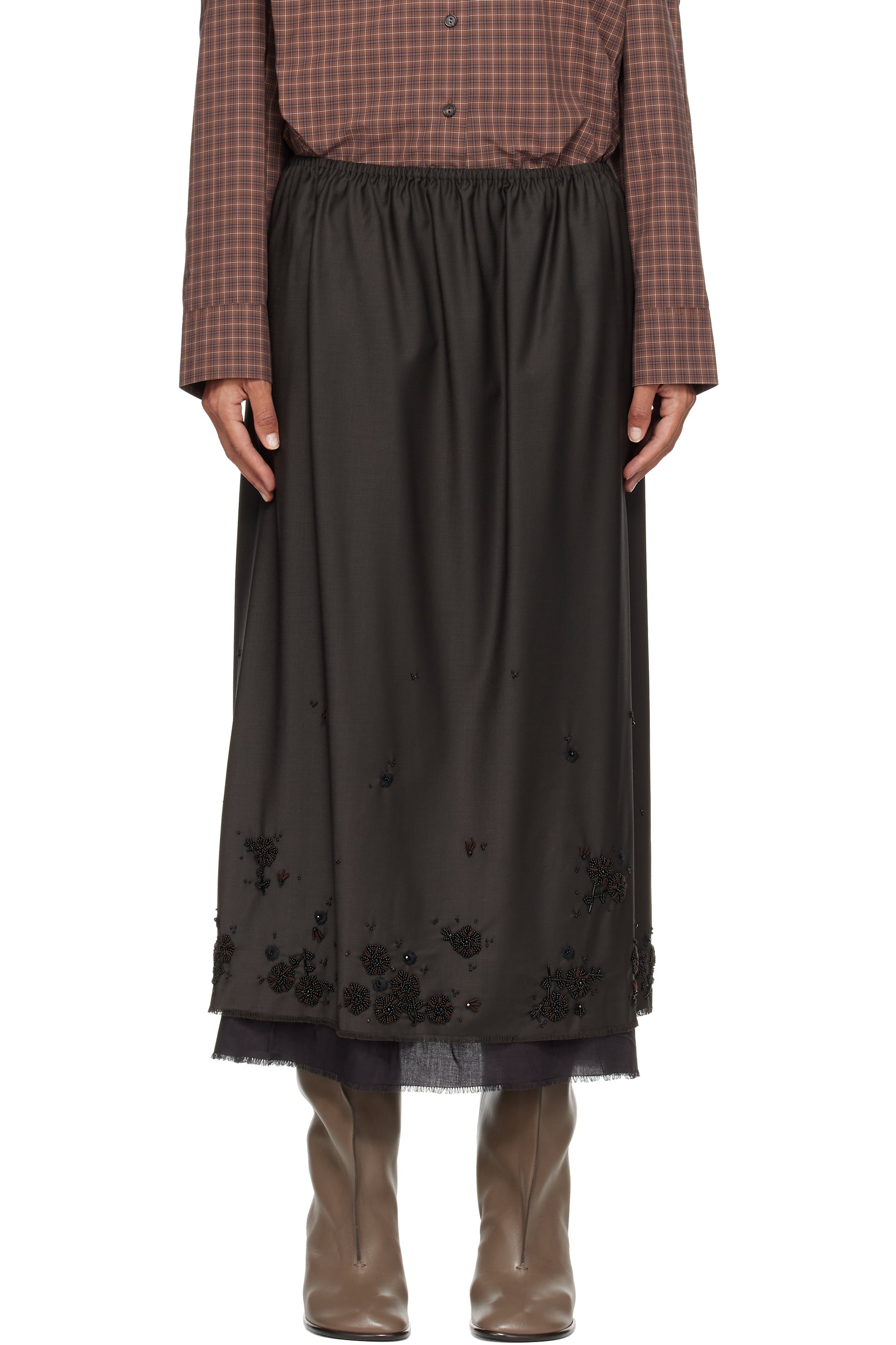 Cordera - Black Tailored Embellished Maxi Skirt