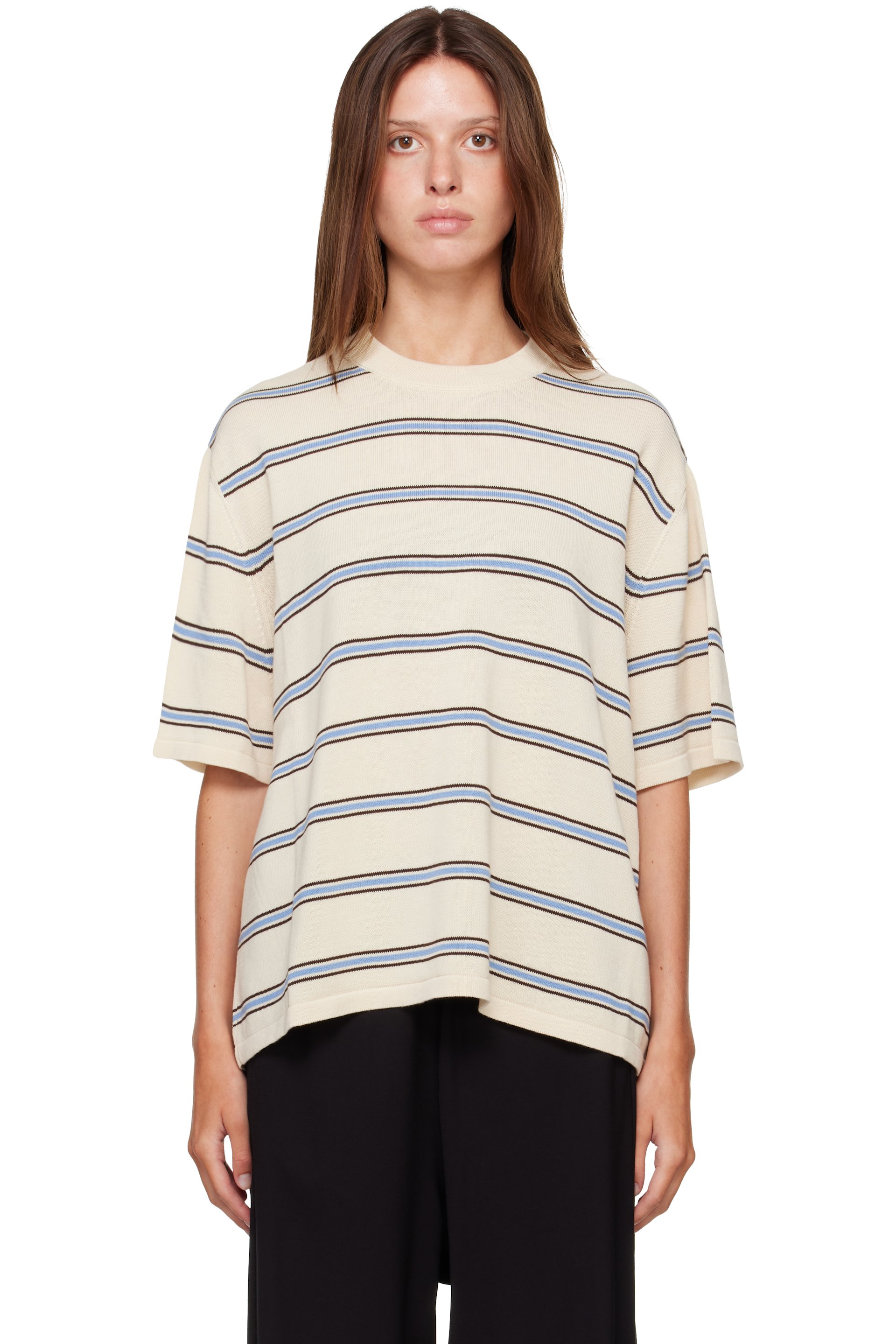 Cordera - Off-White Organic Cotton Striped T-shirt
