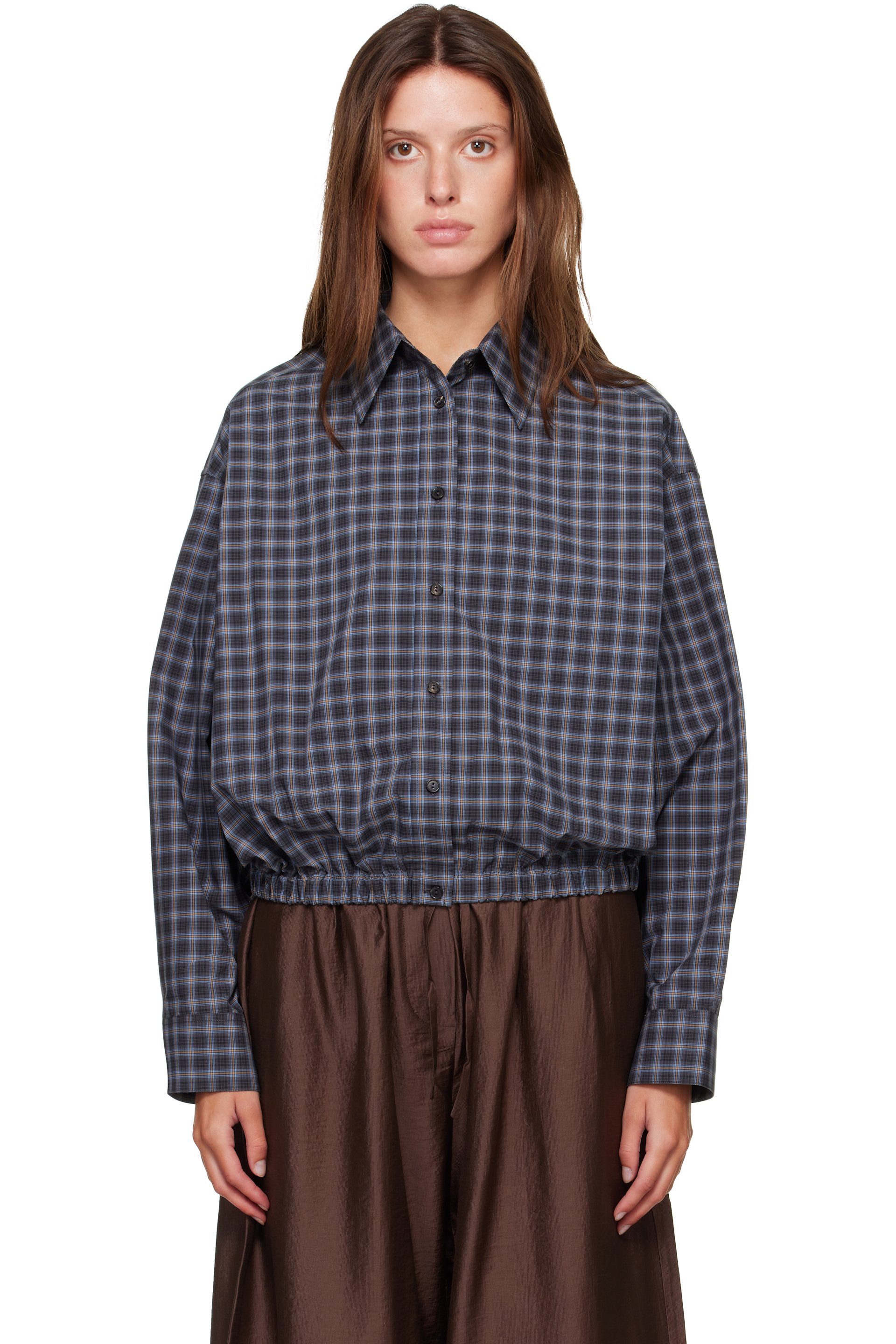 Cordera - 海军蓝 Checked Bomber 衬衫