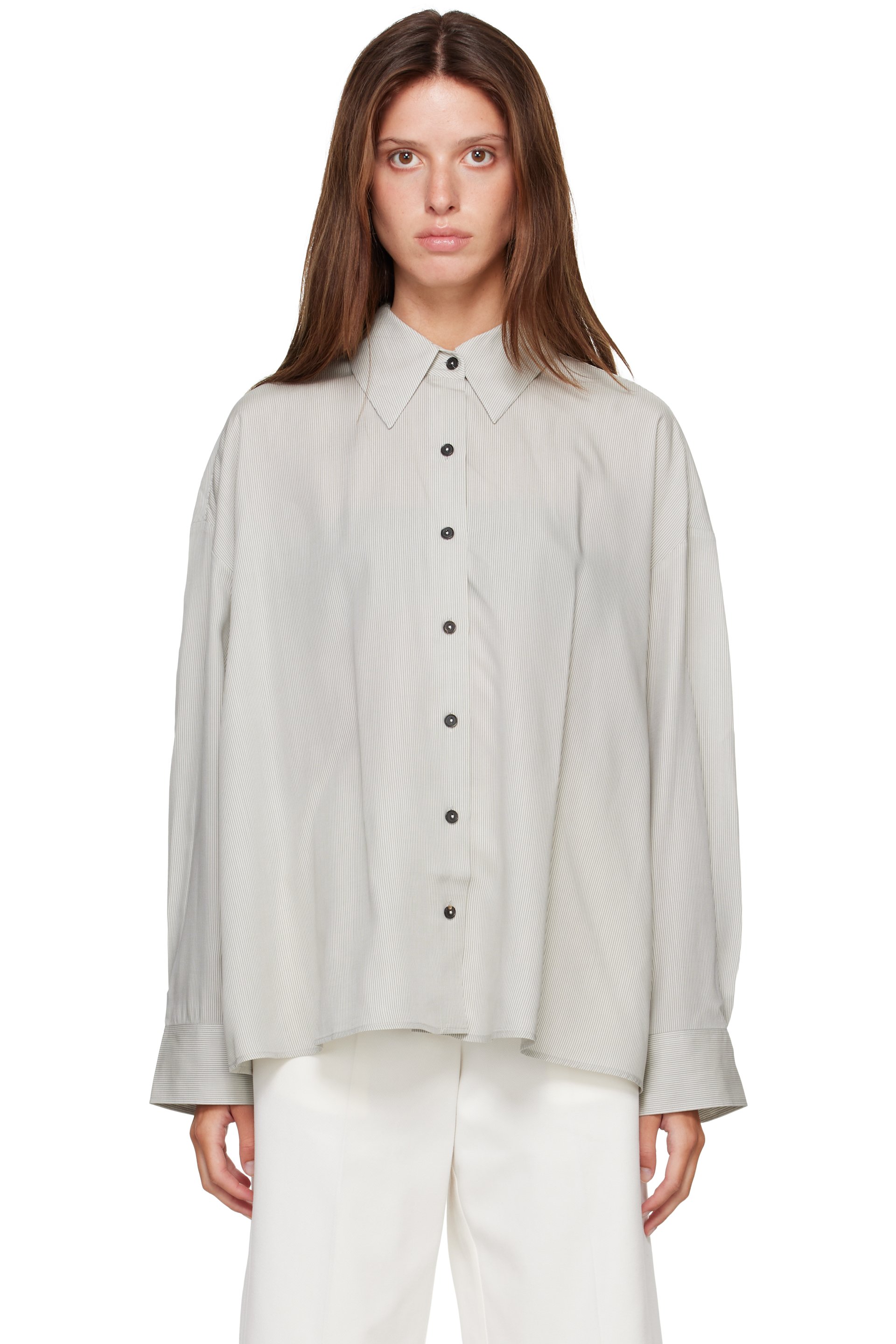 Cordera - Gray Pinstriped Oversized Shirt
