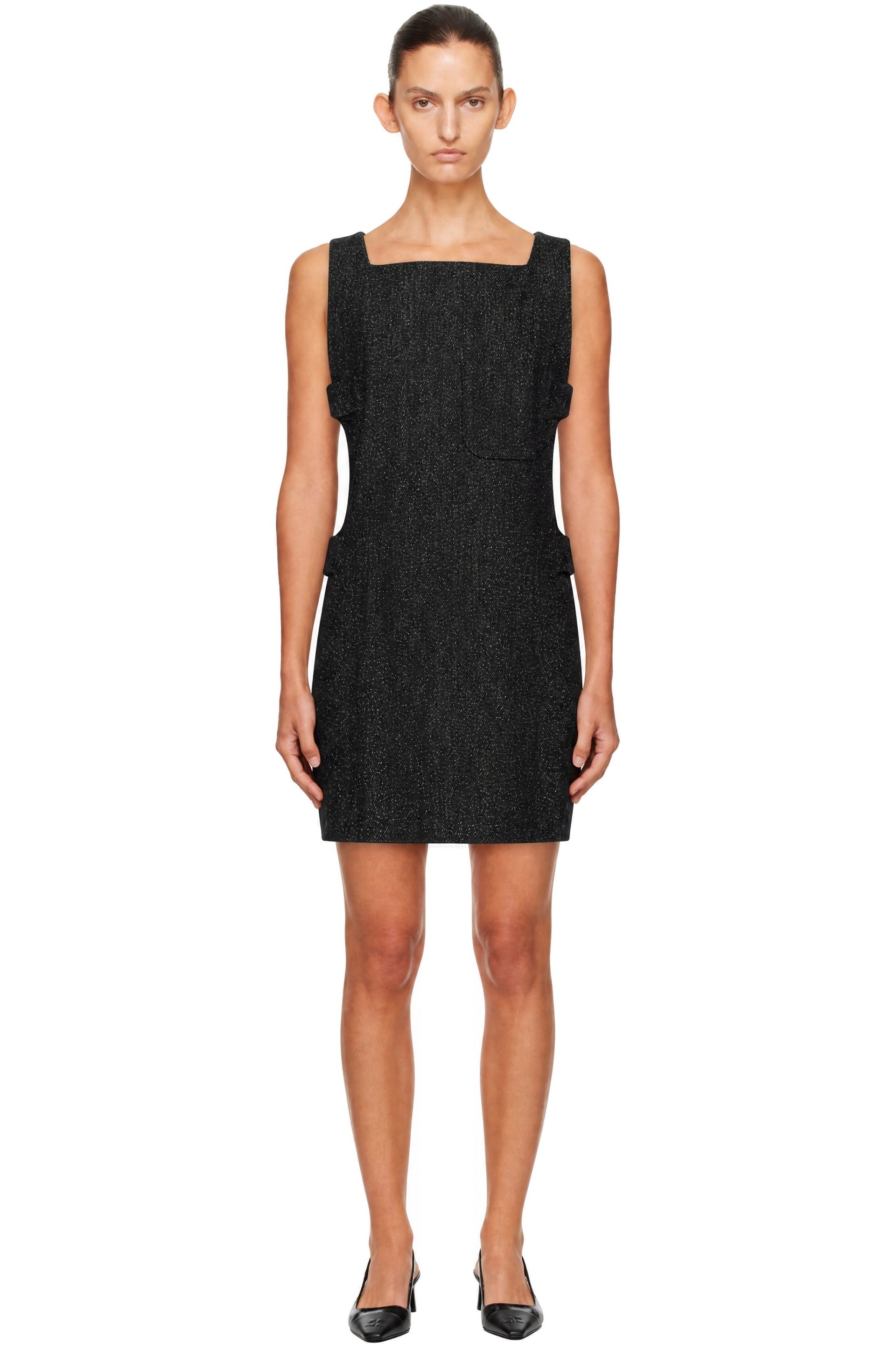 Courrèges - Black Cut-Out Tweed Denim Minidress
