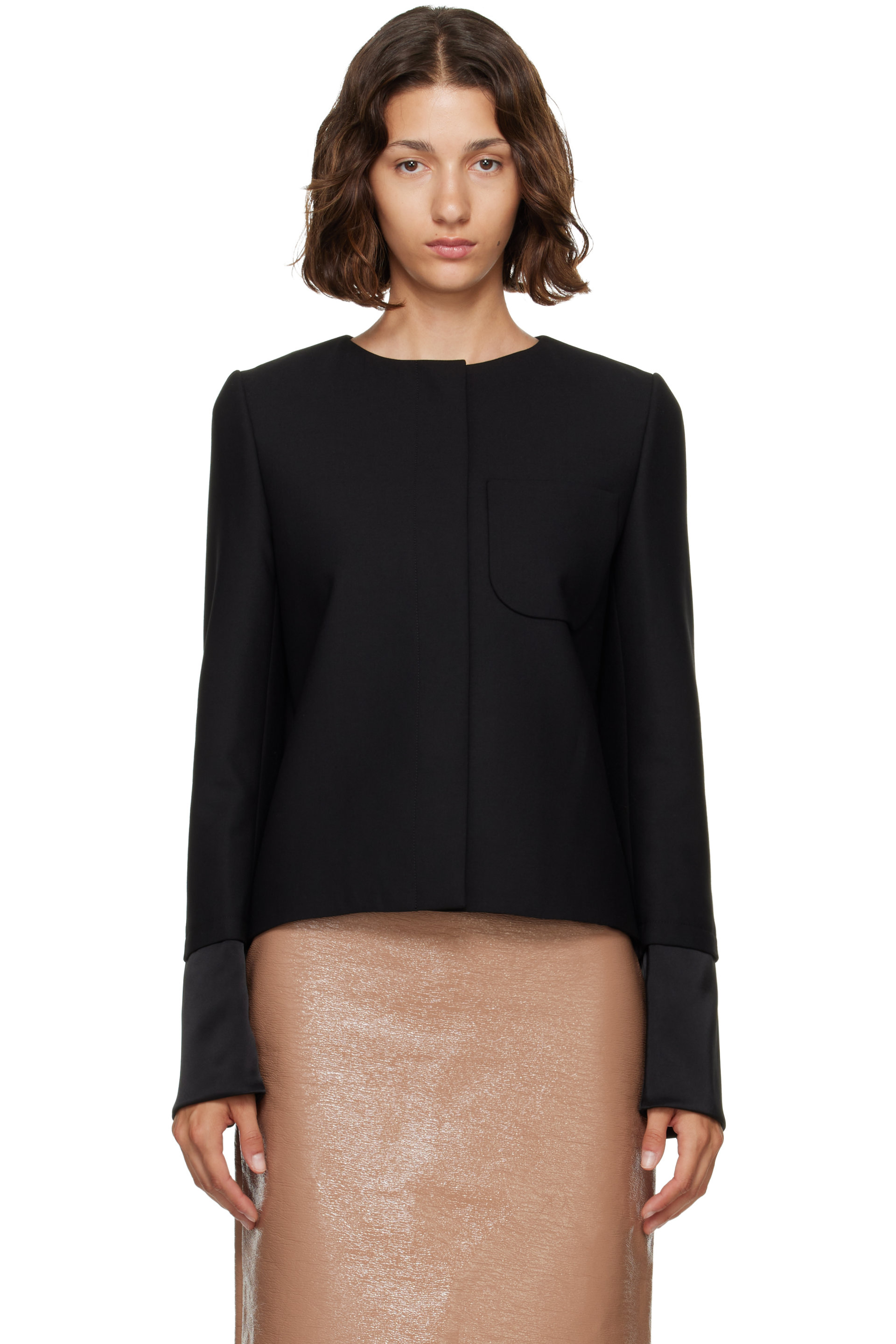 Courrèges - 黑色 Satin Details Tailored 夹克