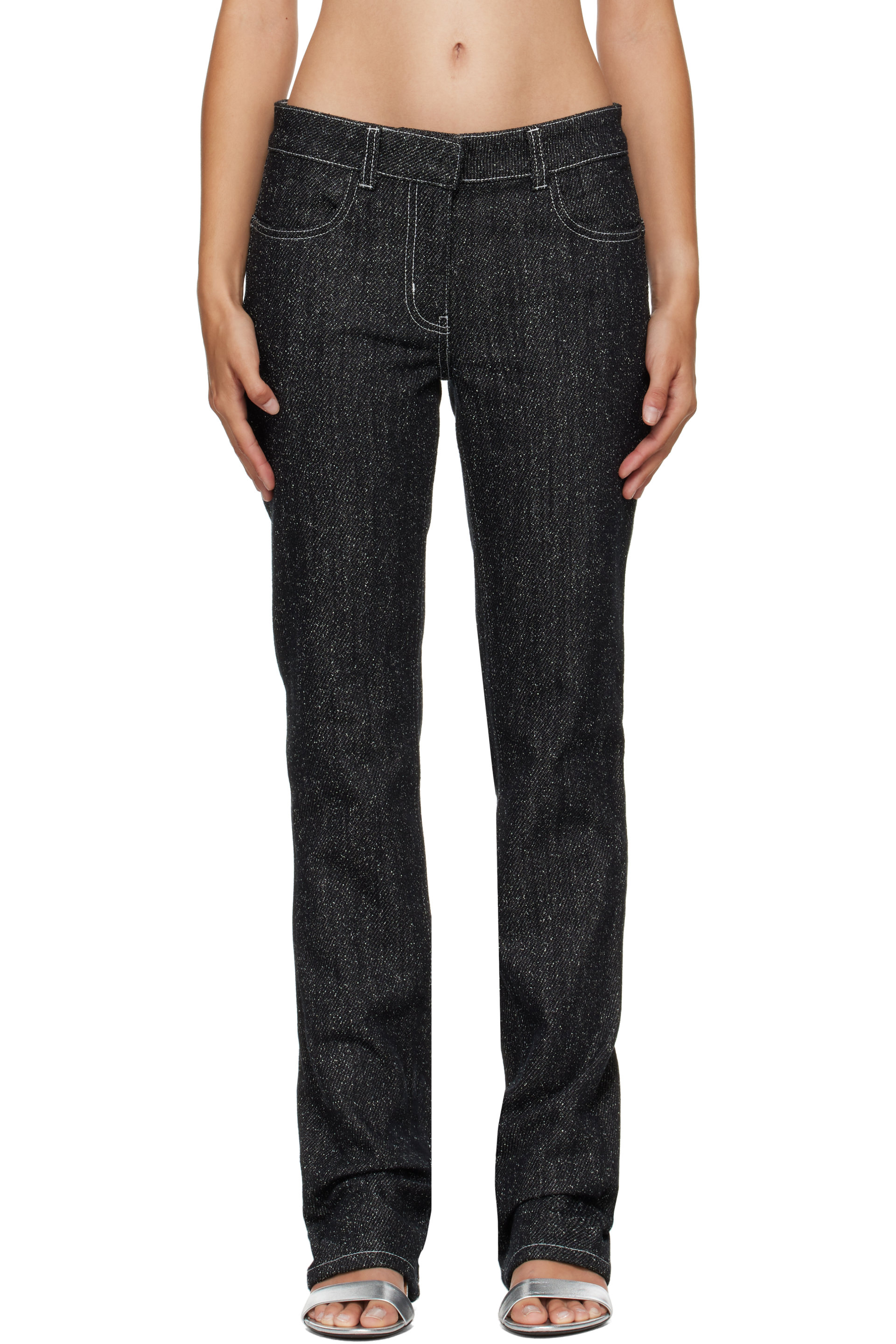 Courrèges - Black Denim Tweed Straight Trousers