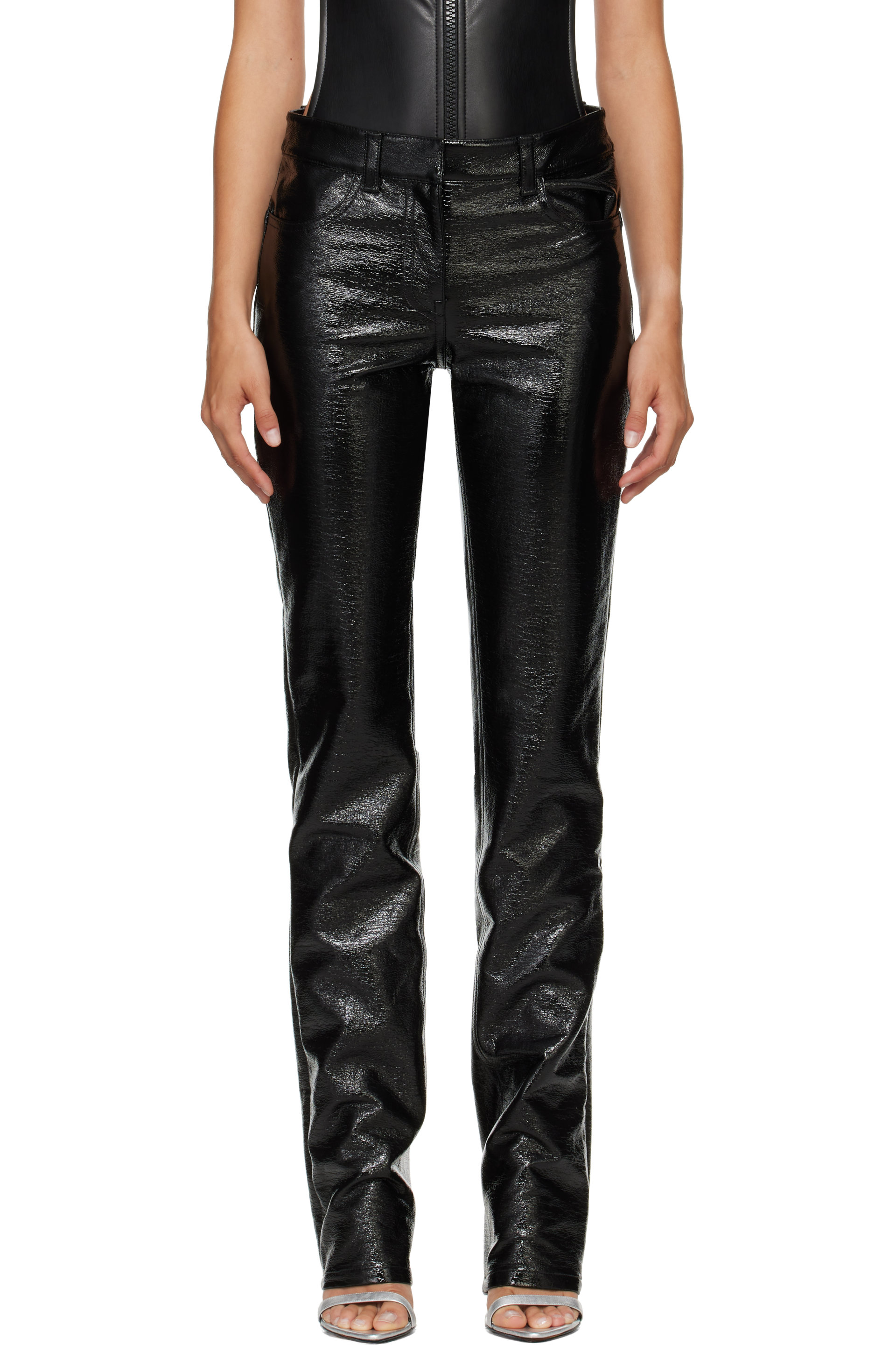 Courrèges - Black Vinyl Straight Trousers