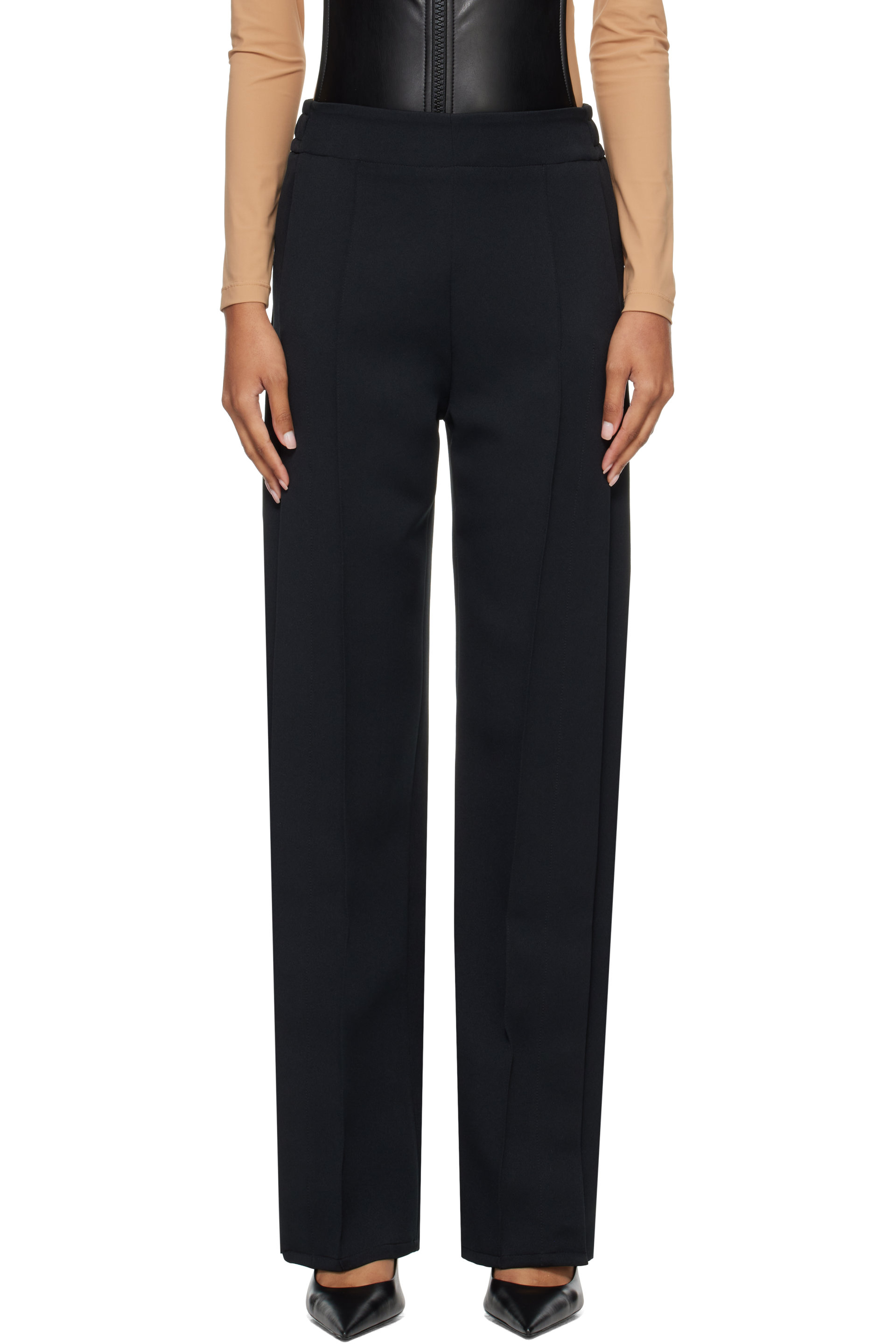 Courrèges - Pantalon évasé noir en sergé