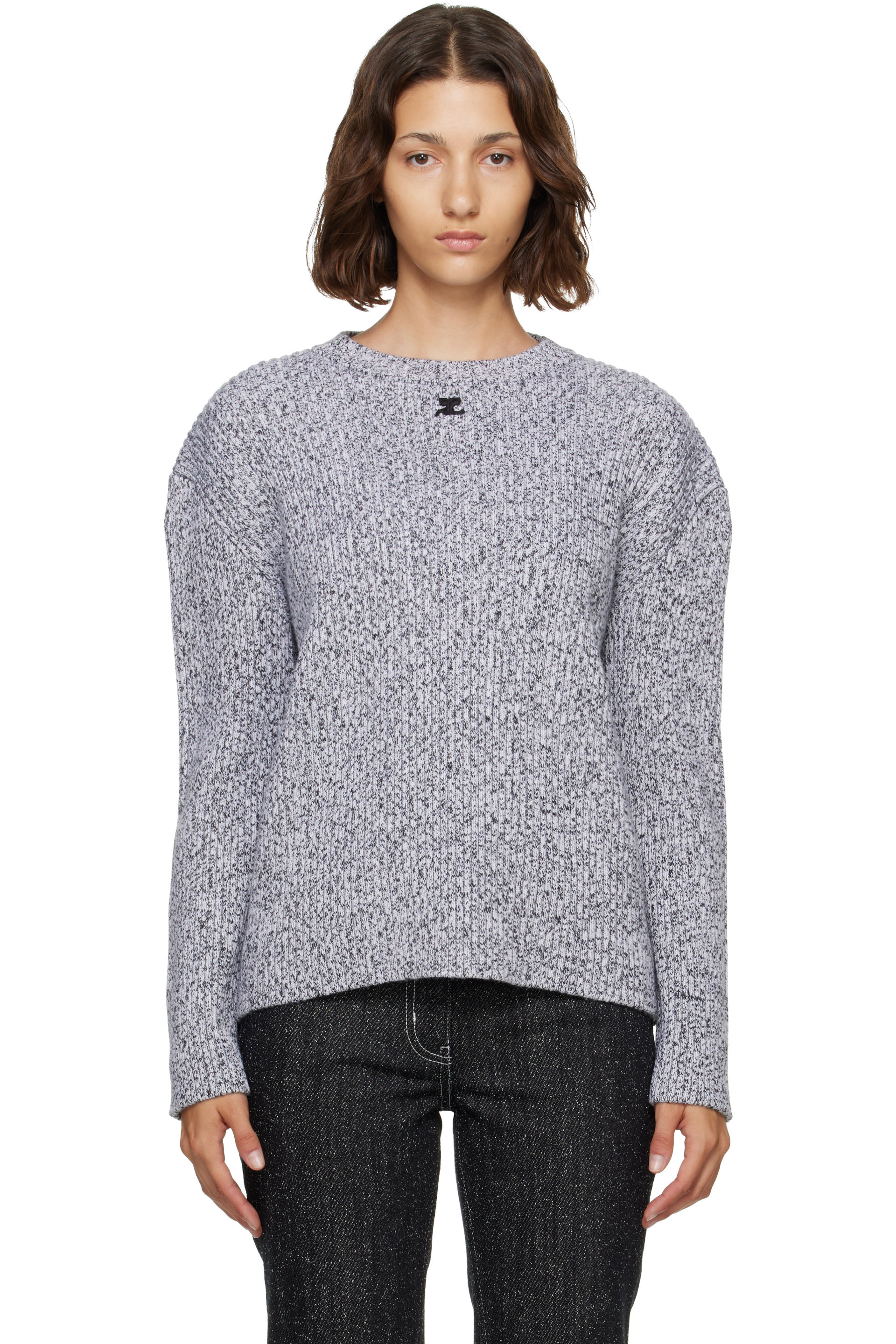 Courrèges - Gray Merino Wool Crewneck Sweater