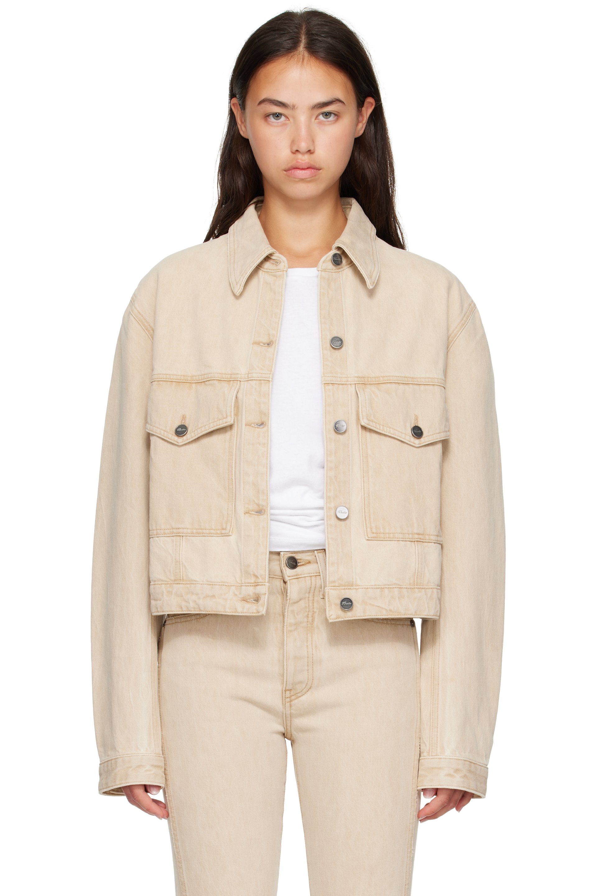 KHAITE - Beige Tomer Collared Denim Jacket