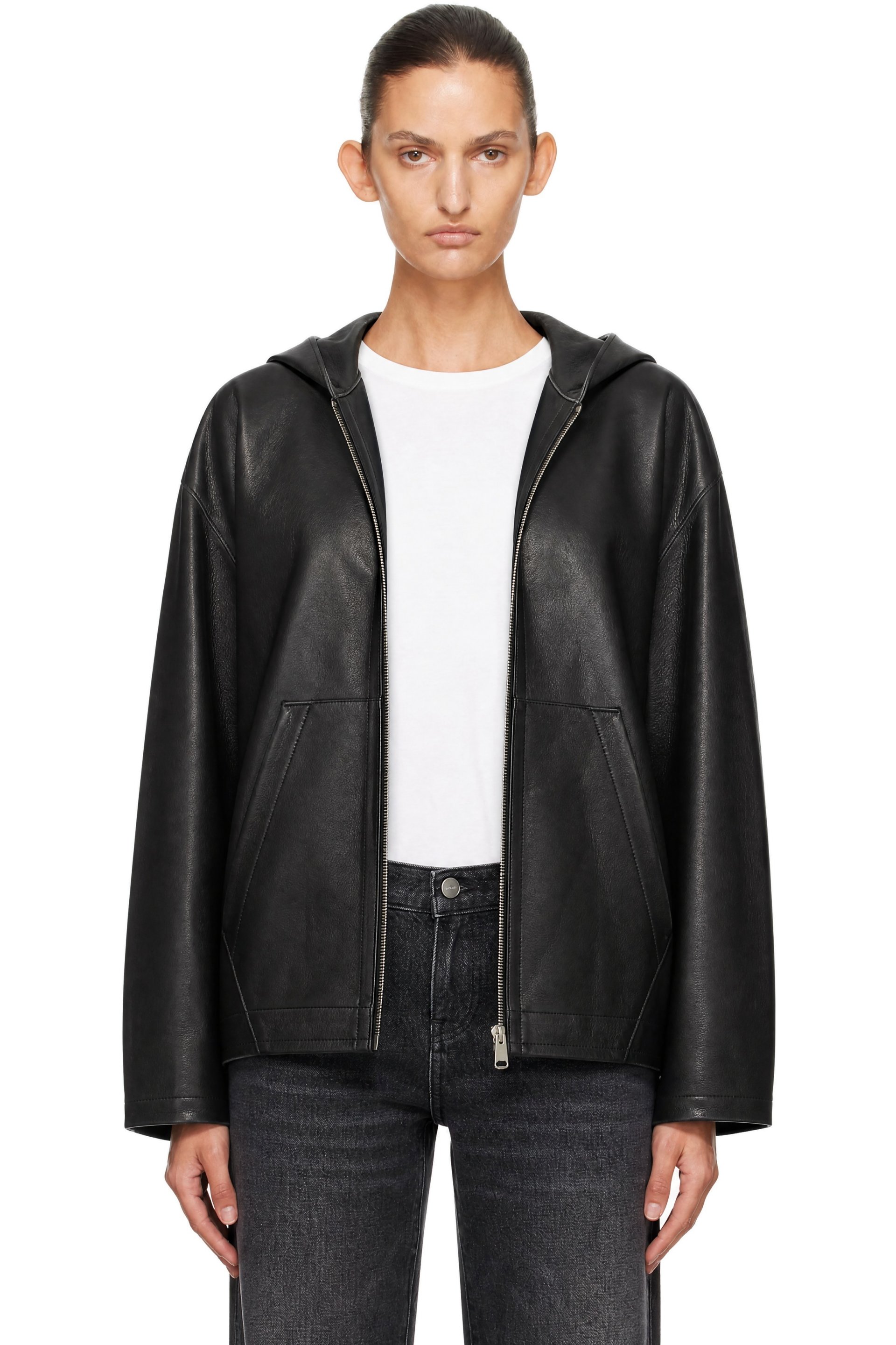 KHAITE - Black Darlo Leather Jacket
