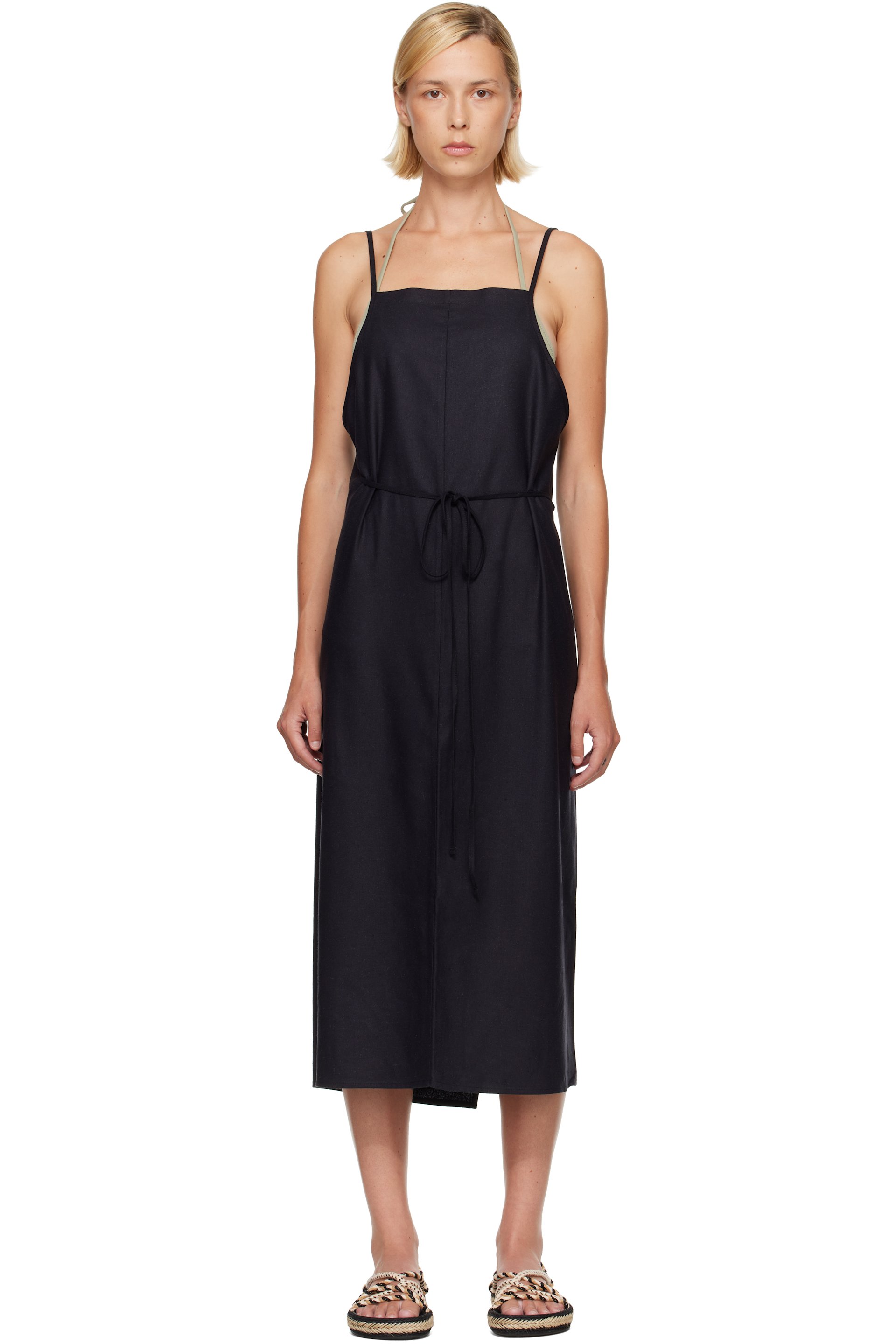 Baserange - Black Yumi Apron Midi Dress