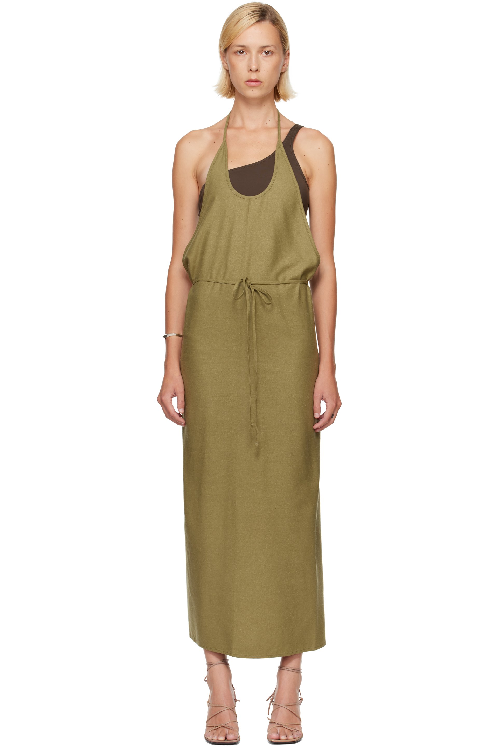 Baserange - Green Apron Midi Dress