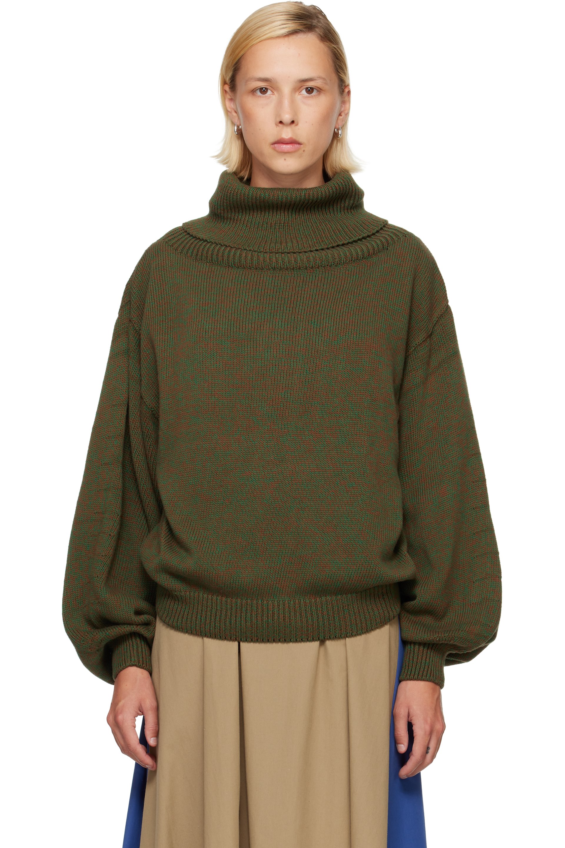 Baserange - Green & Brown Calla Turtleneck