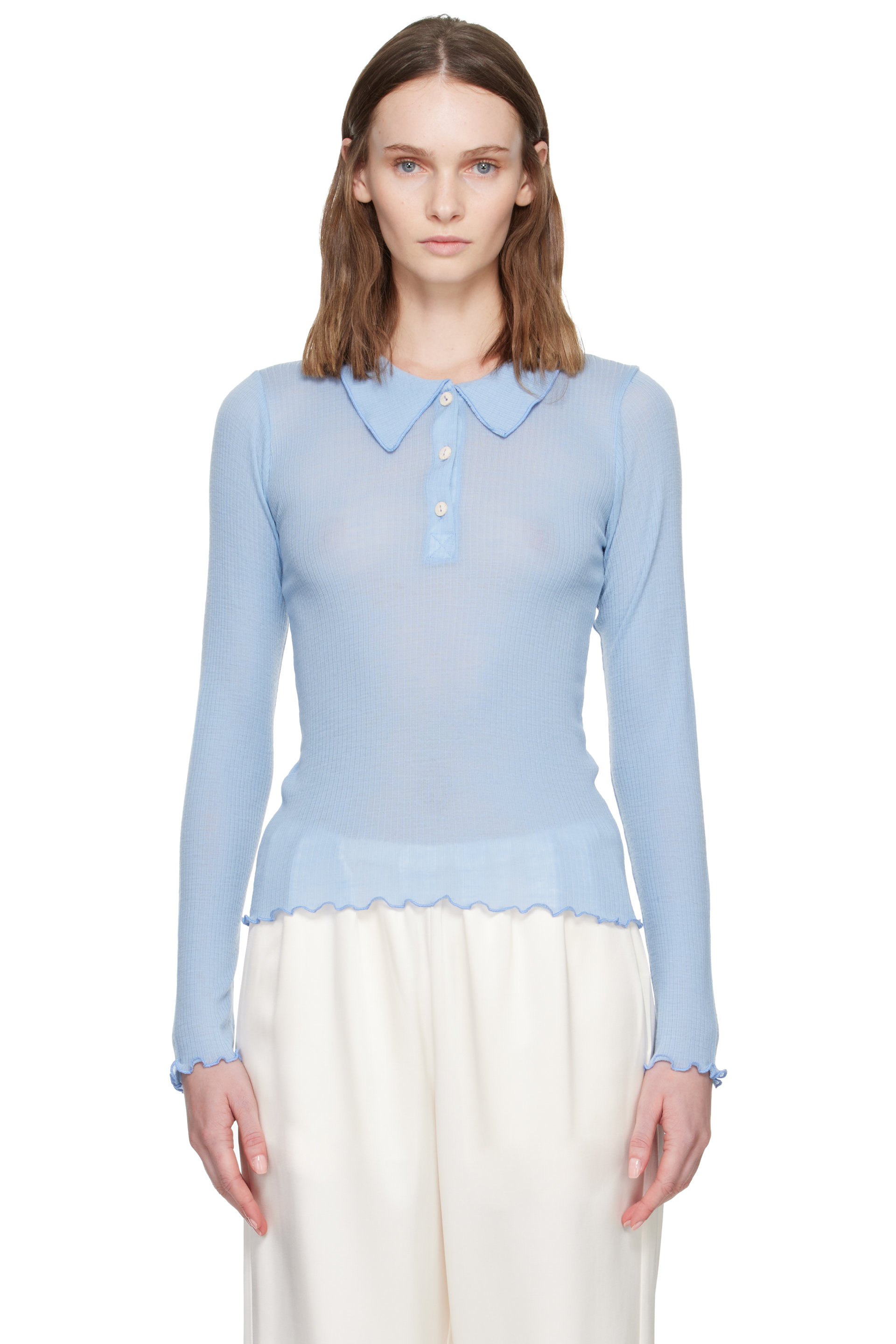 Baserange - Blue Dual Long Sleeve Polo