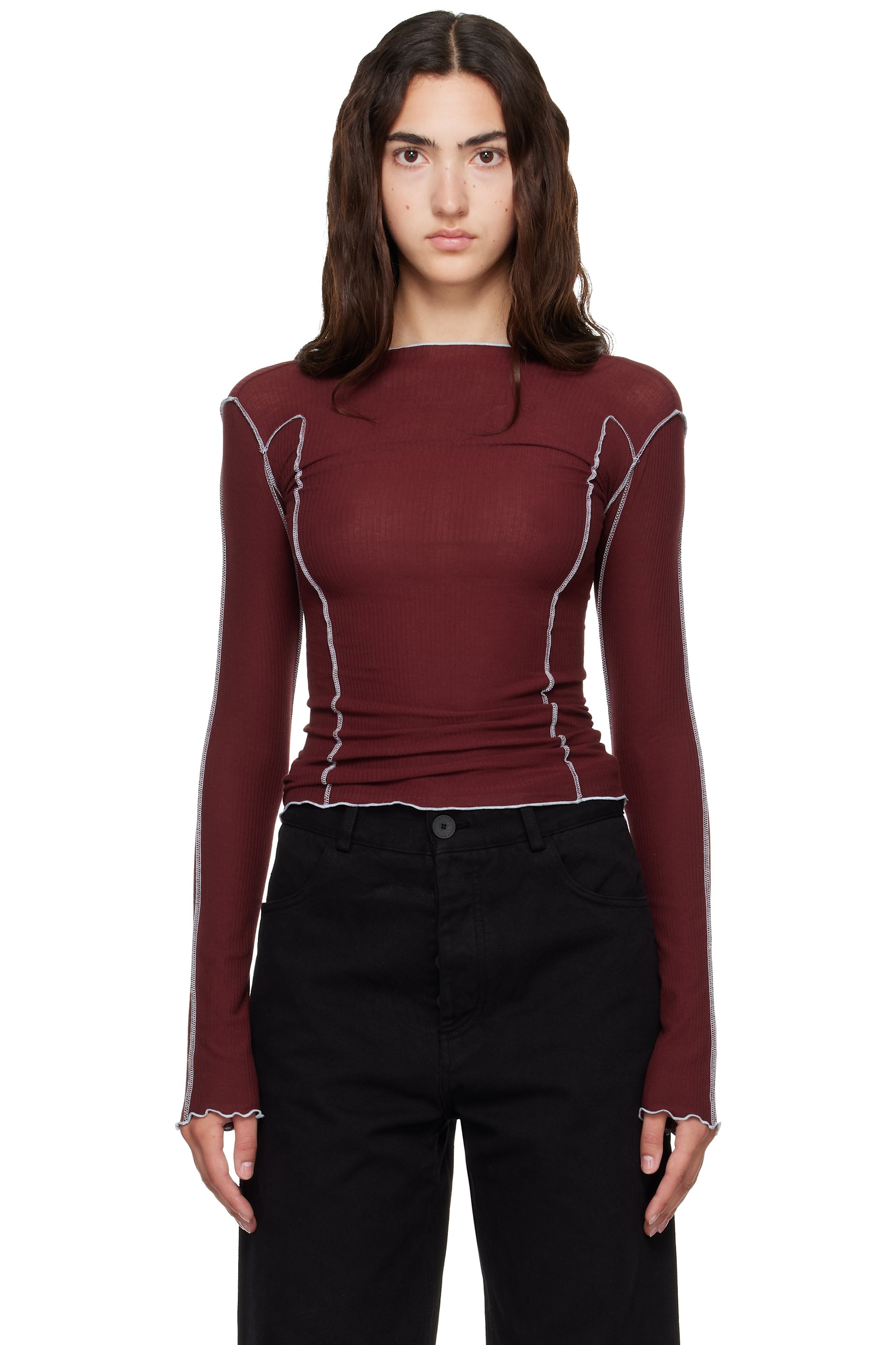 Baserange - Burgundy Omato Long Sleeve T-shirt