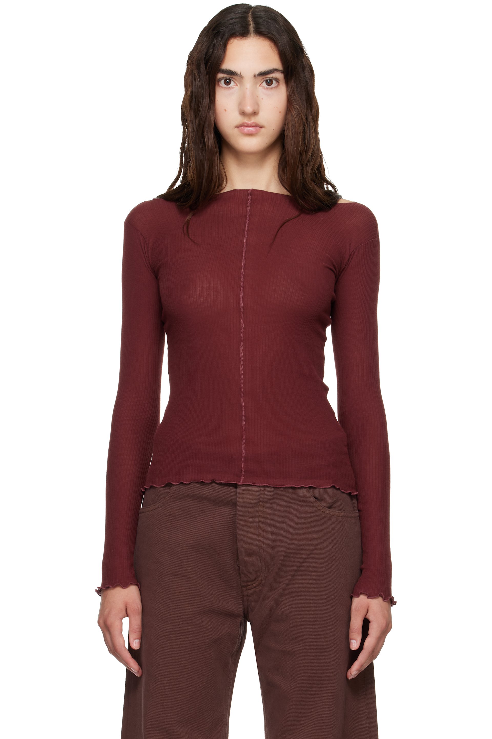 Baserange - Burgundy Pama Long Sleeve T-shirt