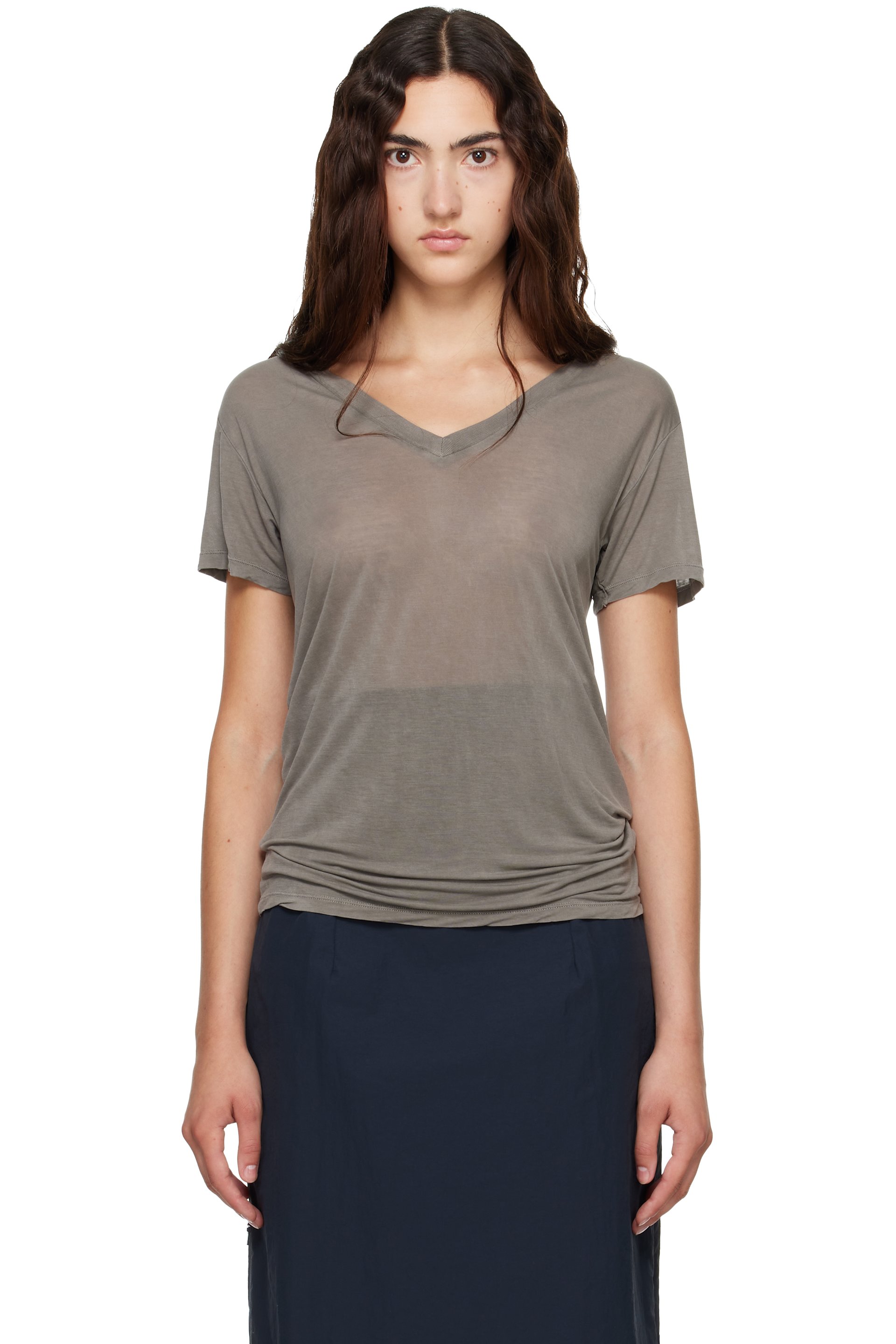 Baserange - Gray V Neck T-shirt